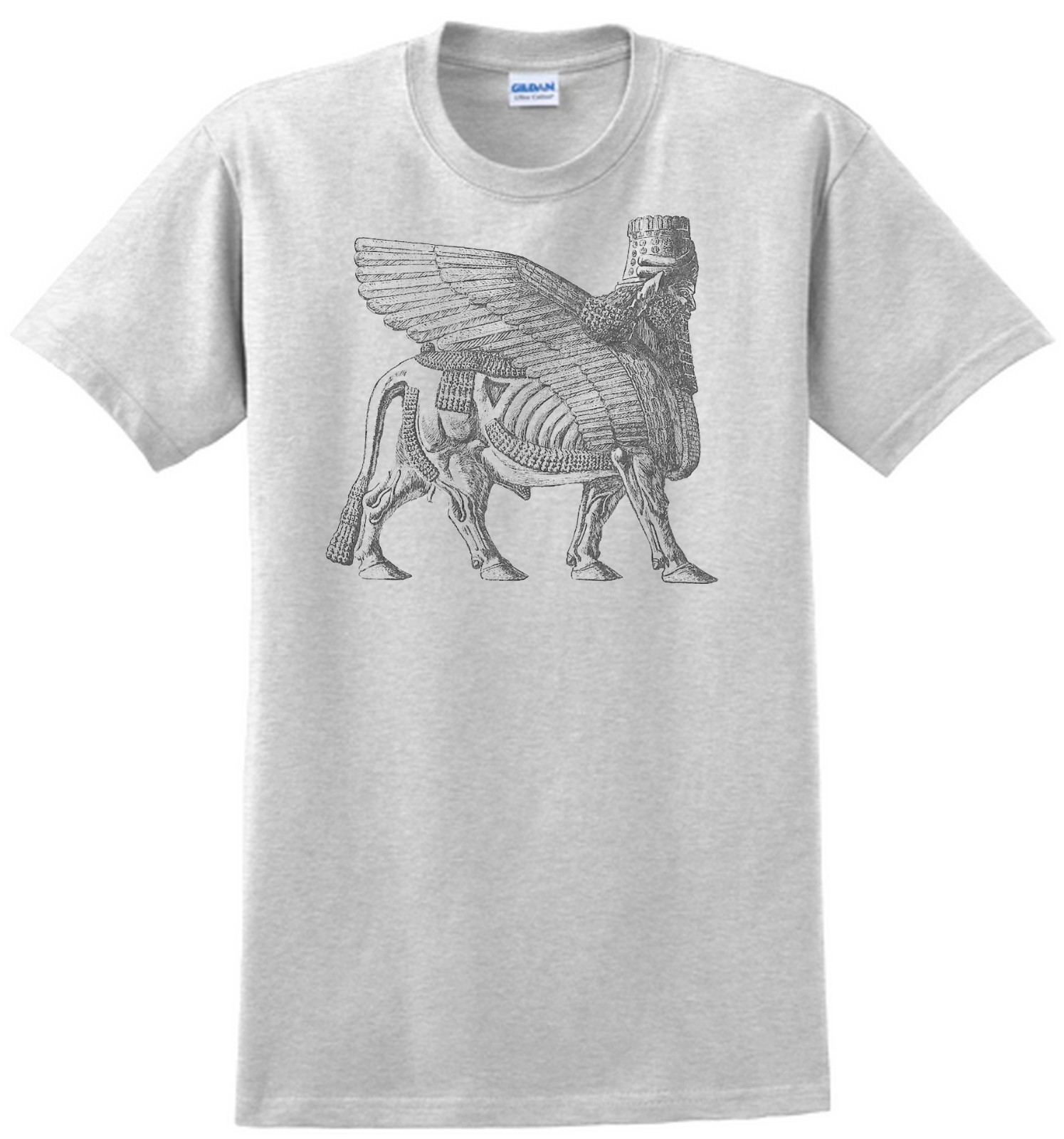 Assyrian Winged Bull T-shirt Sumaria, Gray,Khaki,White,Yellow.Size S-XXXL.