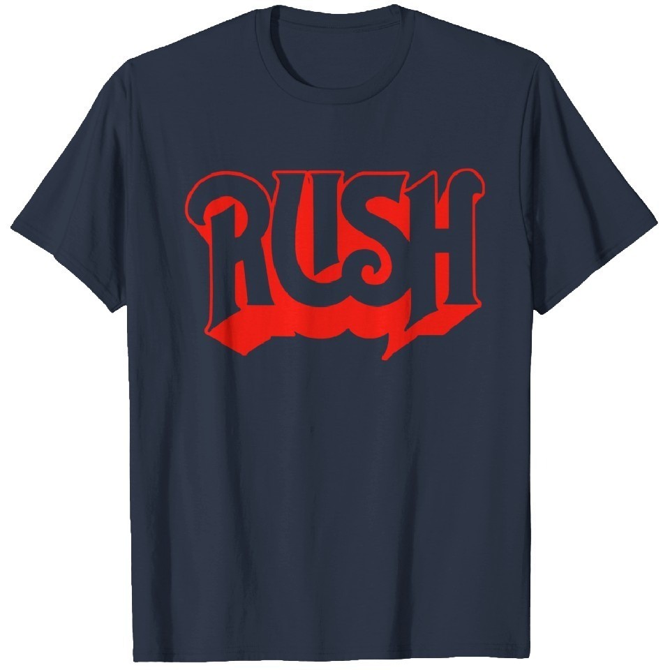 Vintage 70s Rock Style Red Logo Graphic Rush TShirt Classic Rock Fan Tee