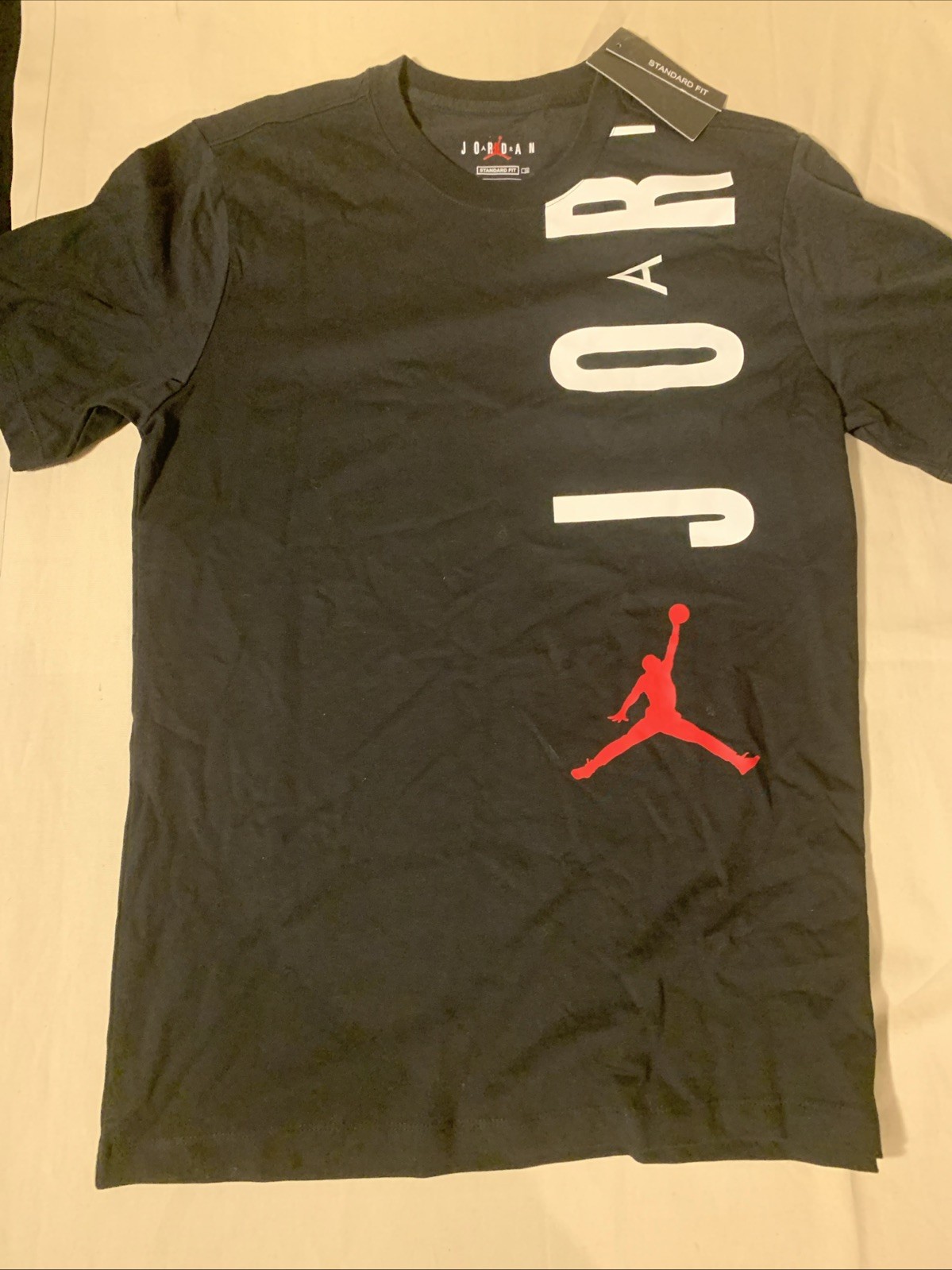 Air Jordan Shirt Mens Small Black Shoulder Spellout Short Sleeve Basketball