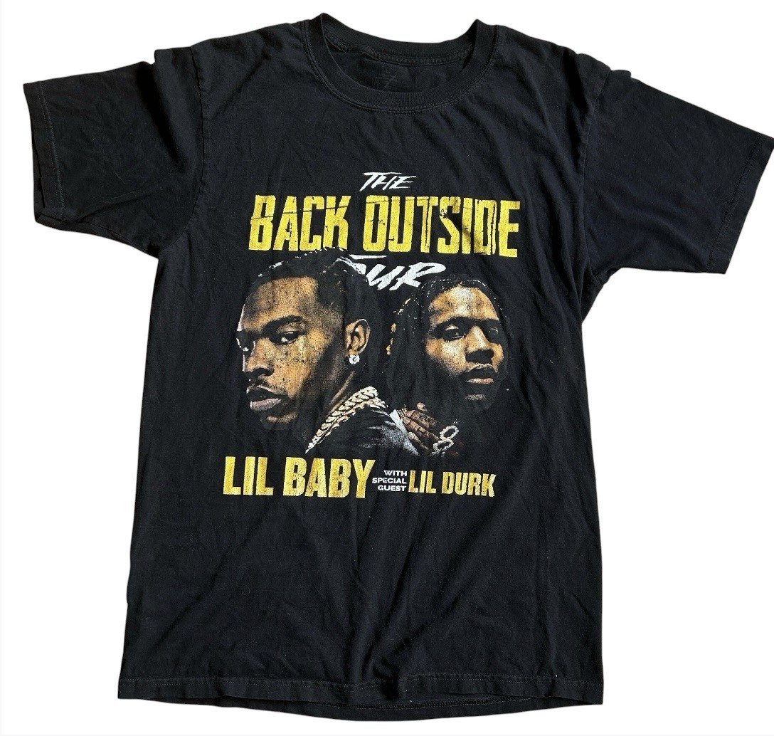 Lil Baby Lil Durk The Back Outside Tour T Shirt Black Rap Concert Tee Size L