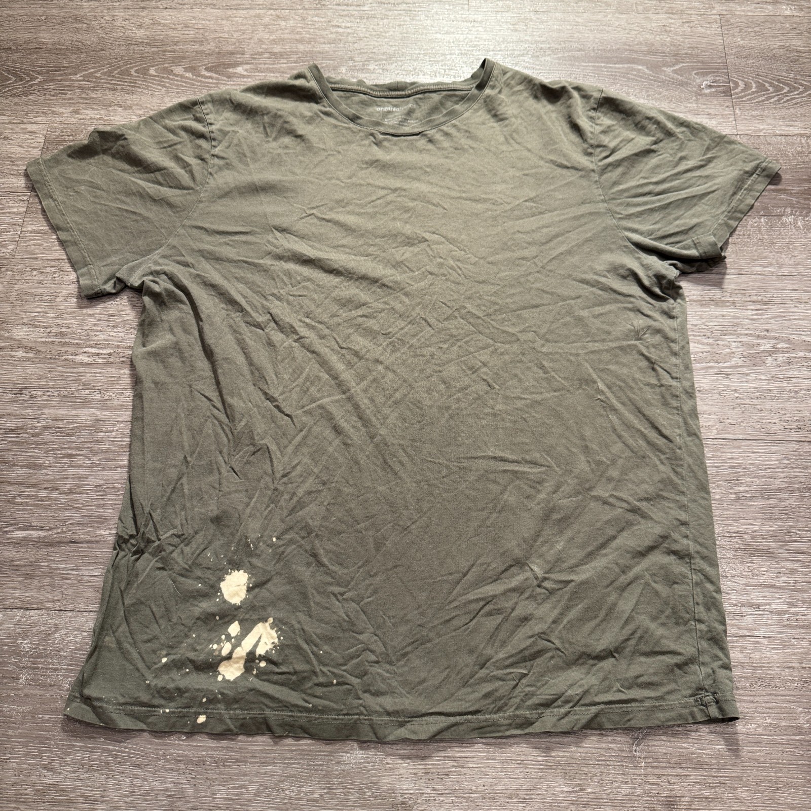 Organicbasics Shirt Mens XL Green 100% Organic Cotton Short Sleeve Tee Crew Neck
