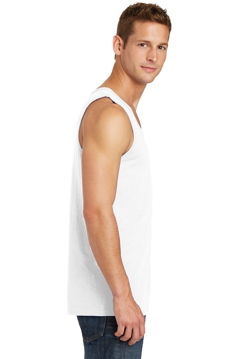 Port and Company Mens Core Cotton Size Extra Large White Tank Top New 90836