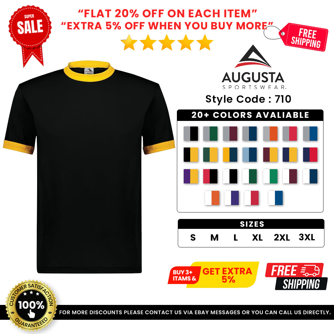 Augusta Sportswear 710 Polyester/Cotton 50/50 T Shirt Jersey Knit Ringer T-Shirt
