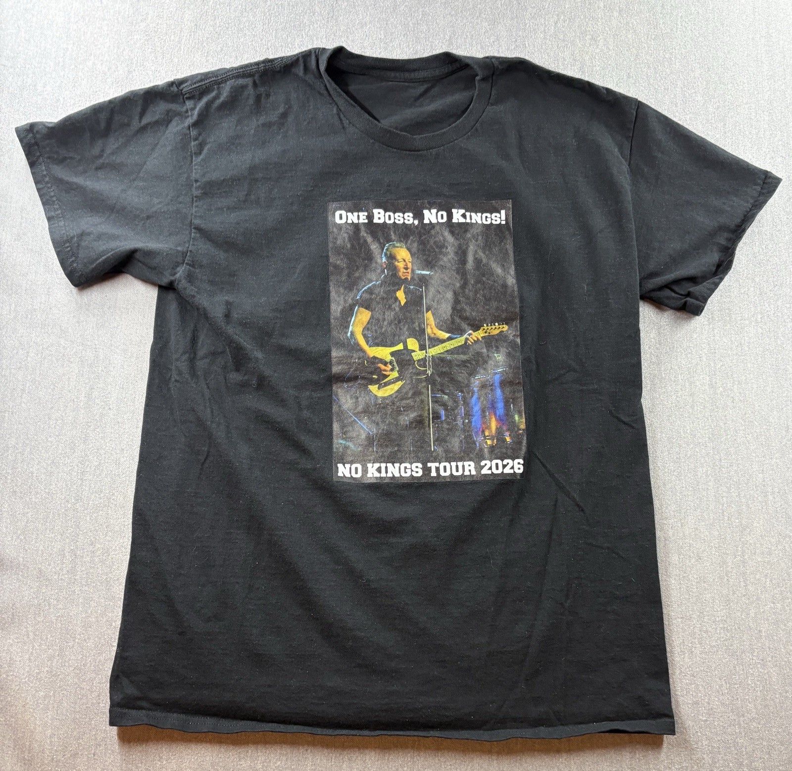 Bruce Springsteen One Boss No Kings Tour 2026 Graphic T-Shirt Black Adult Large