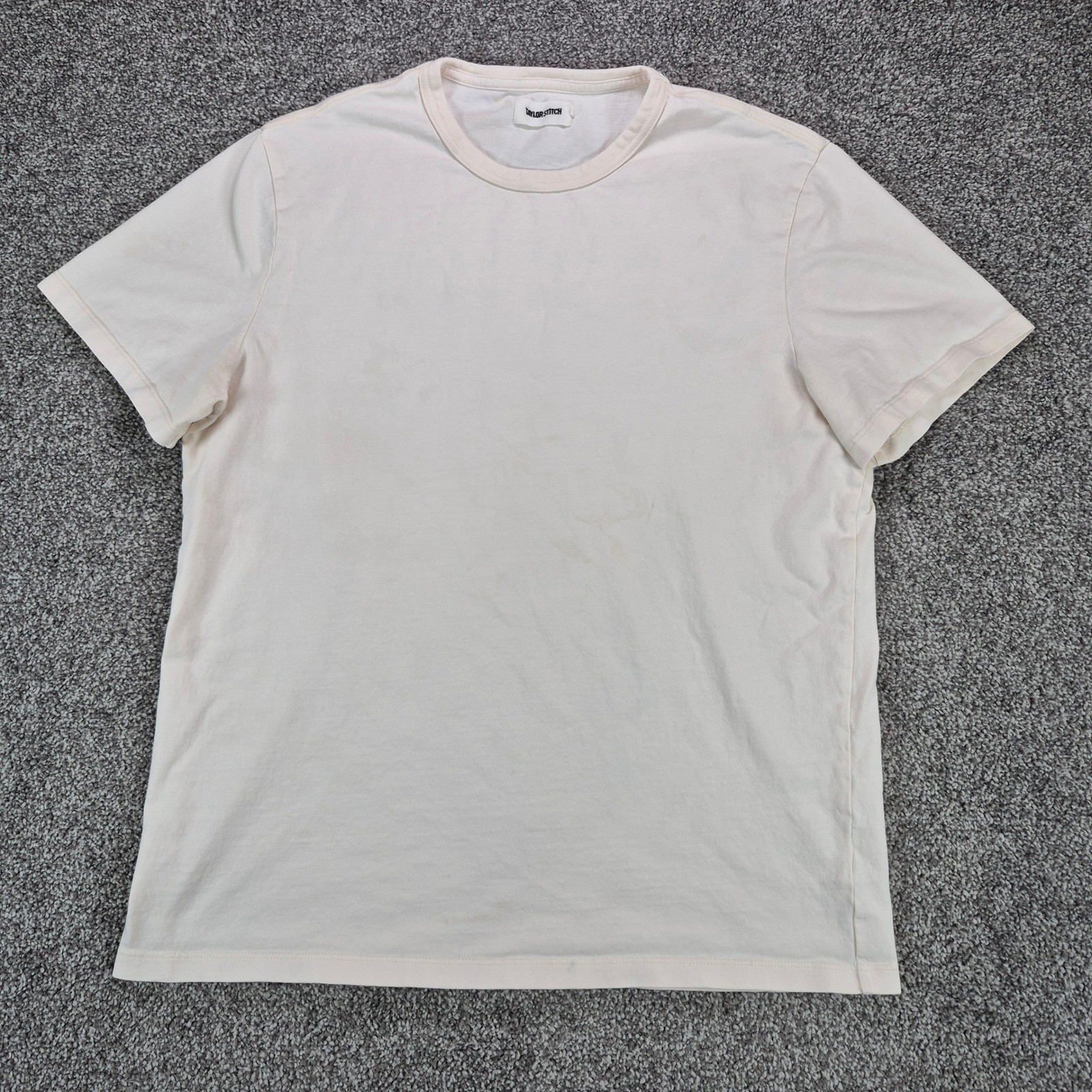 Taylor Stitch T-Shirt Mens 42 Cream Organic Cotton Short Sleeve Crew Neck