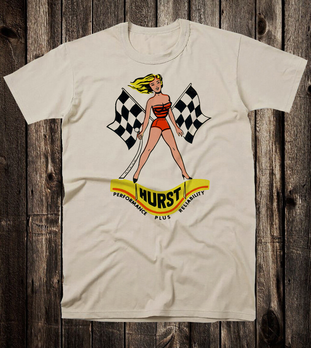 Hot Rod Tee T Shirt Drag Race Nostalgia Racing Hurst Racing Flag Girl Speed Shop
