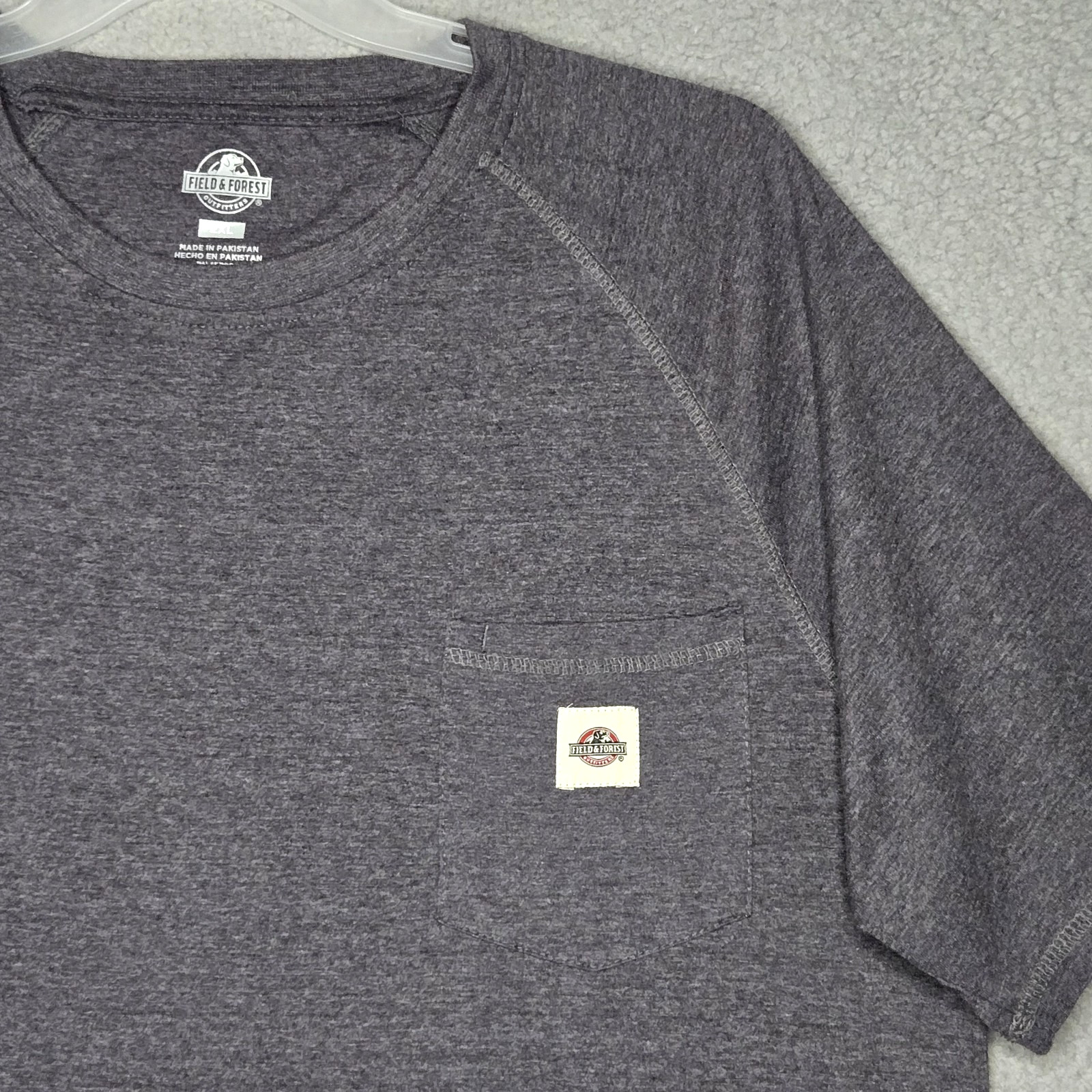 Field & Forest Outfitters T-Shirt with Pocket Men’s 2XL – Crew Neck – Dark Gray