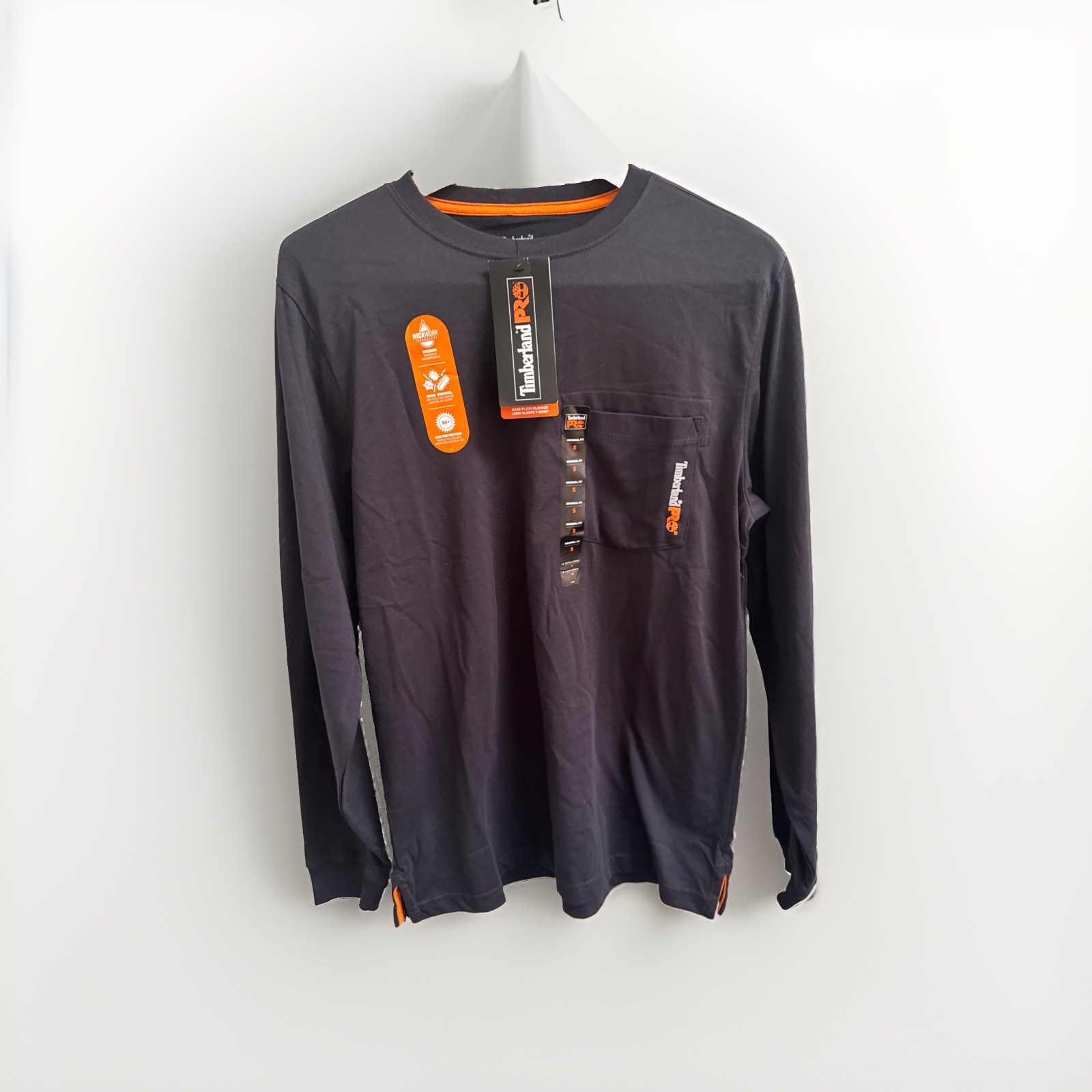 Timberland Pro Men’s Long Sleeve Pocket T Shirt S Small Dark Navy SPF 30