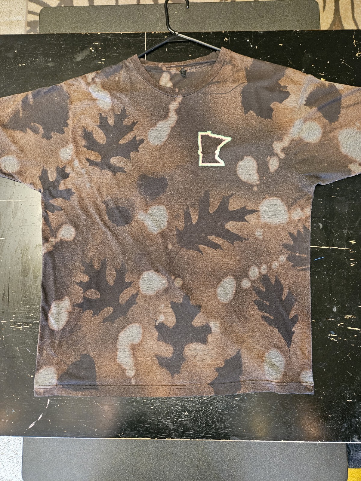 State Run Men’s Brown Bleached Camo Crew Neck Short Sleeve Logo T-Shirt 2XL