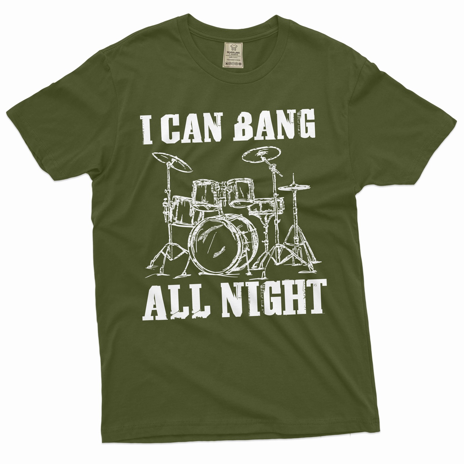 Men’s Funny I can bang all night T-shirt drummer musician music band Tee