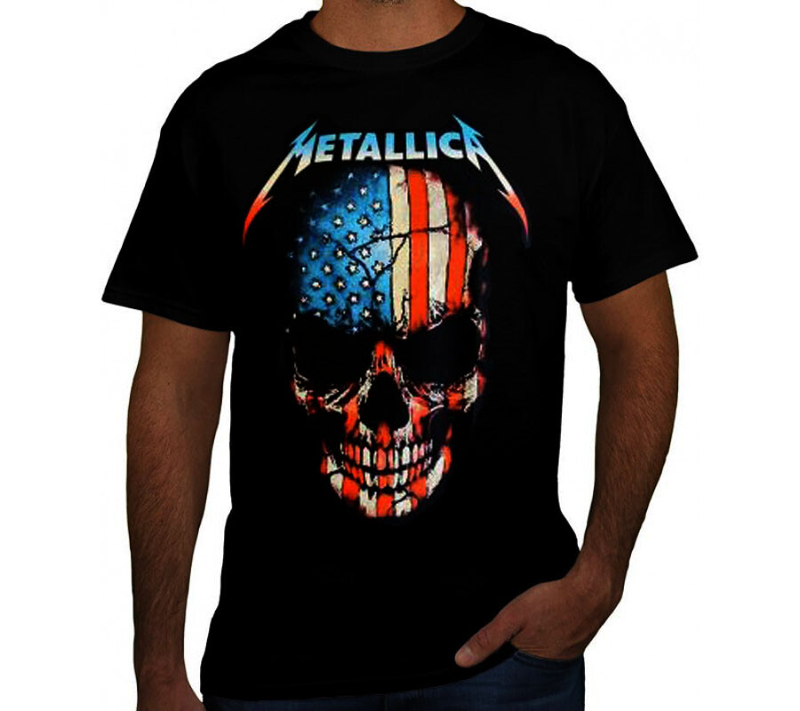 METALLICA AMERICAN SKULL PUNK ROCK Black T Shirt