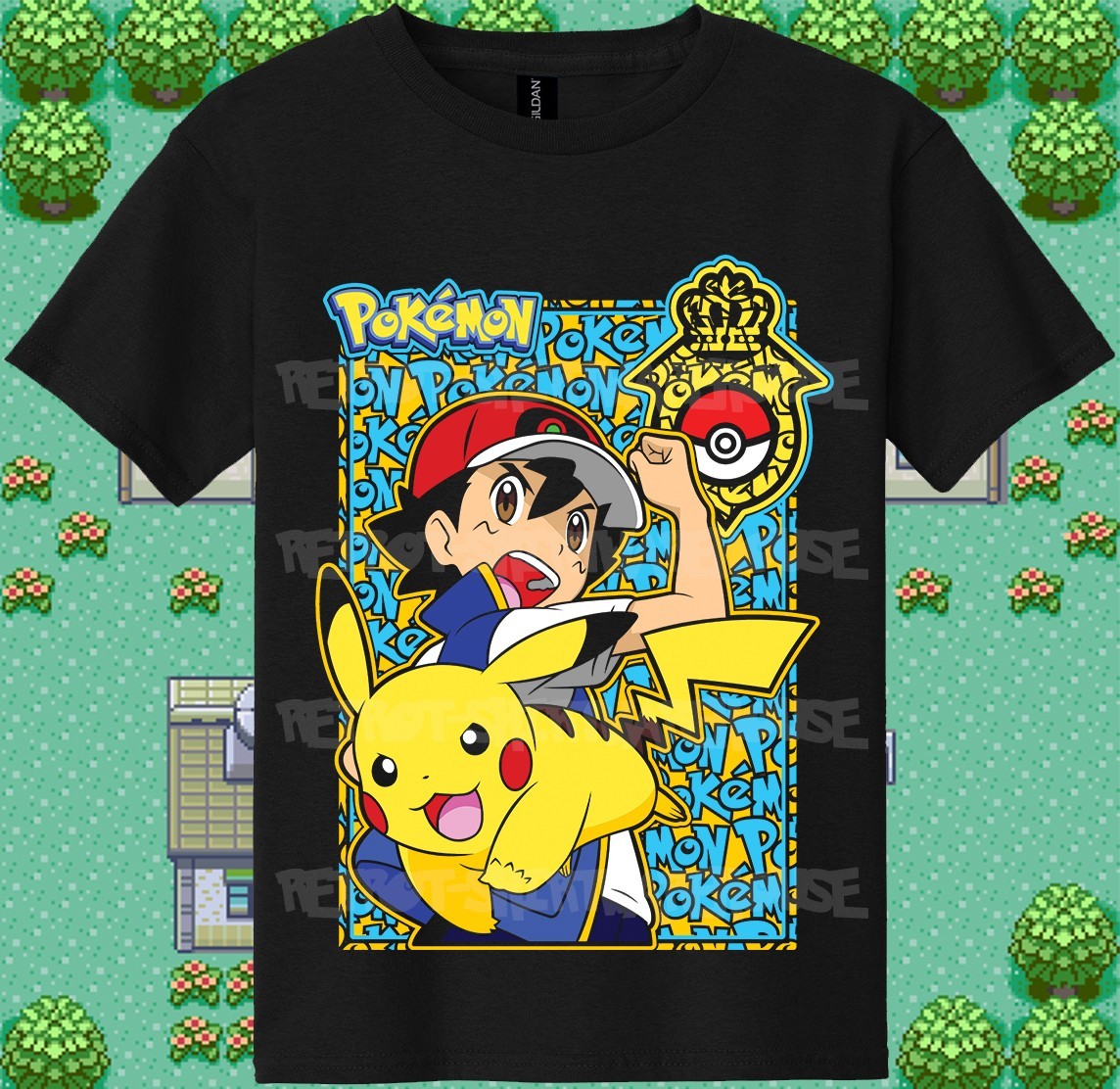Pokémon Ash Pikachu Manga Japanese Design Graphic T-Shirt