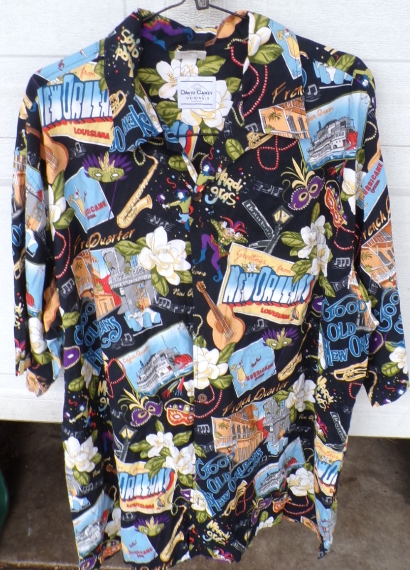 David Carey Originals 3XL Men’s Shirt Floral Surf Beach New Orleans Mardi Gras