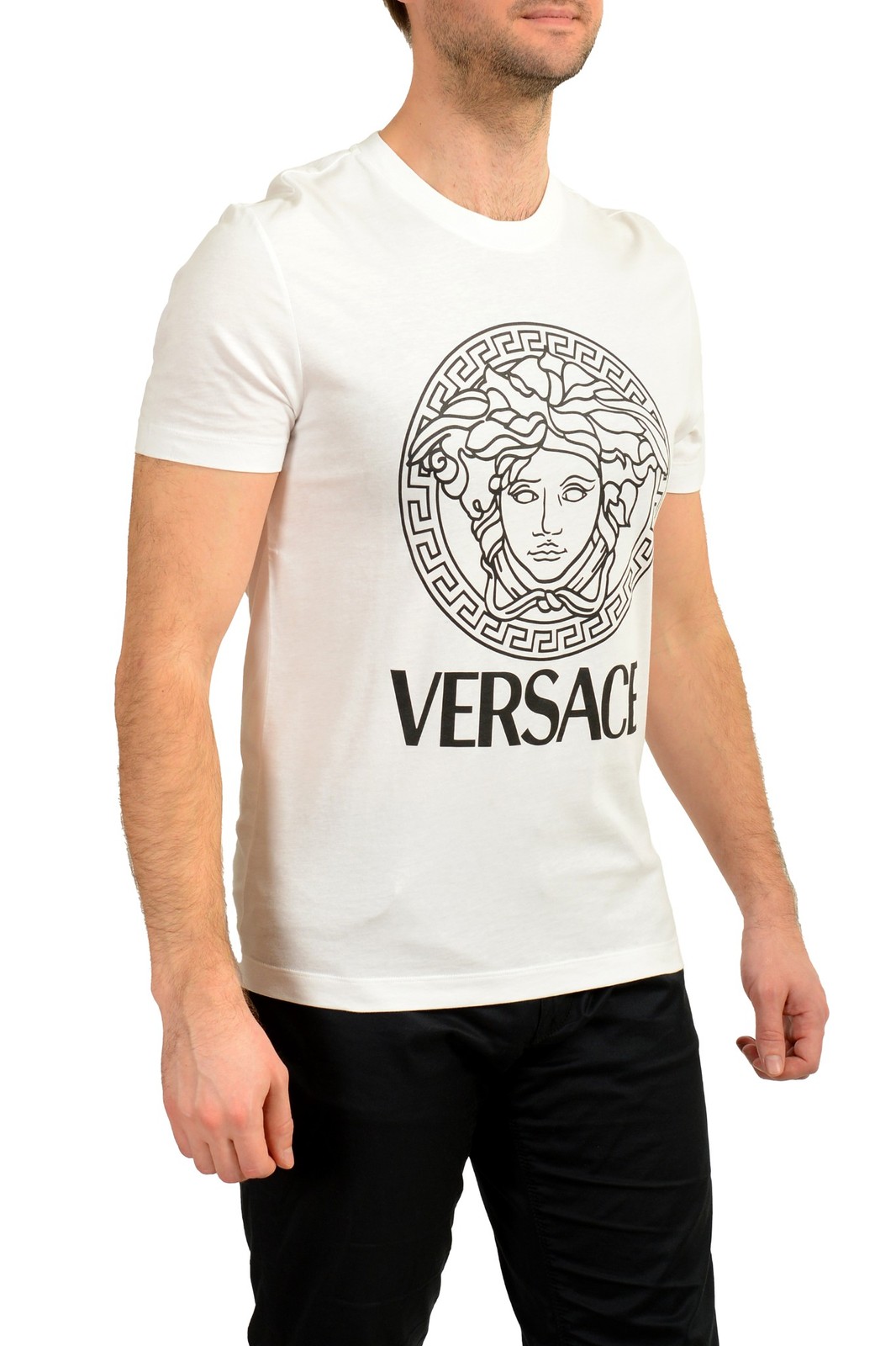 Versace Men’s White Short Sleeve Medusa Head Logo Print T-Shirt US XS IT 46
