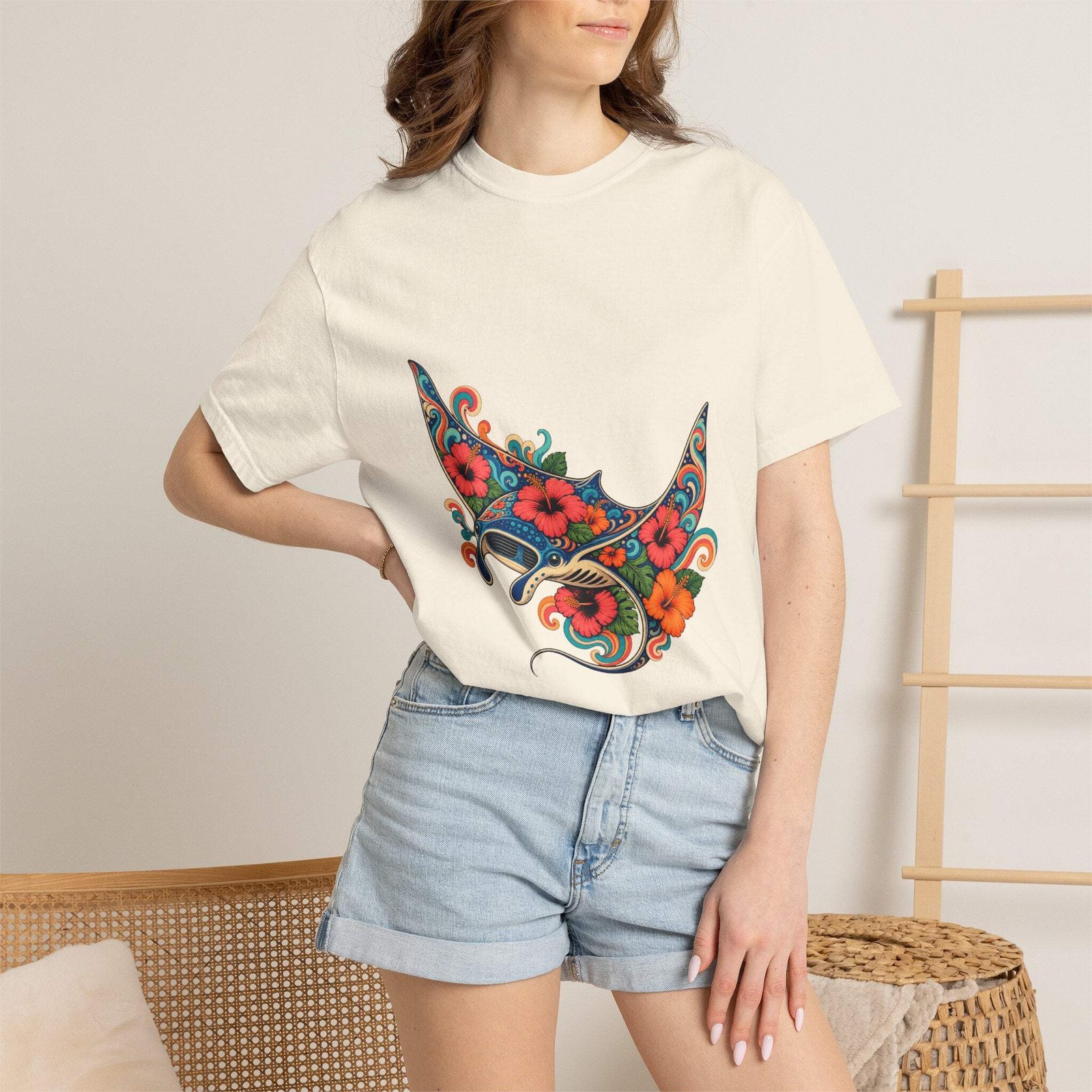 Psychedelic Hibiscus Manta Graphic Tee