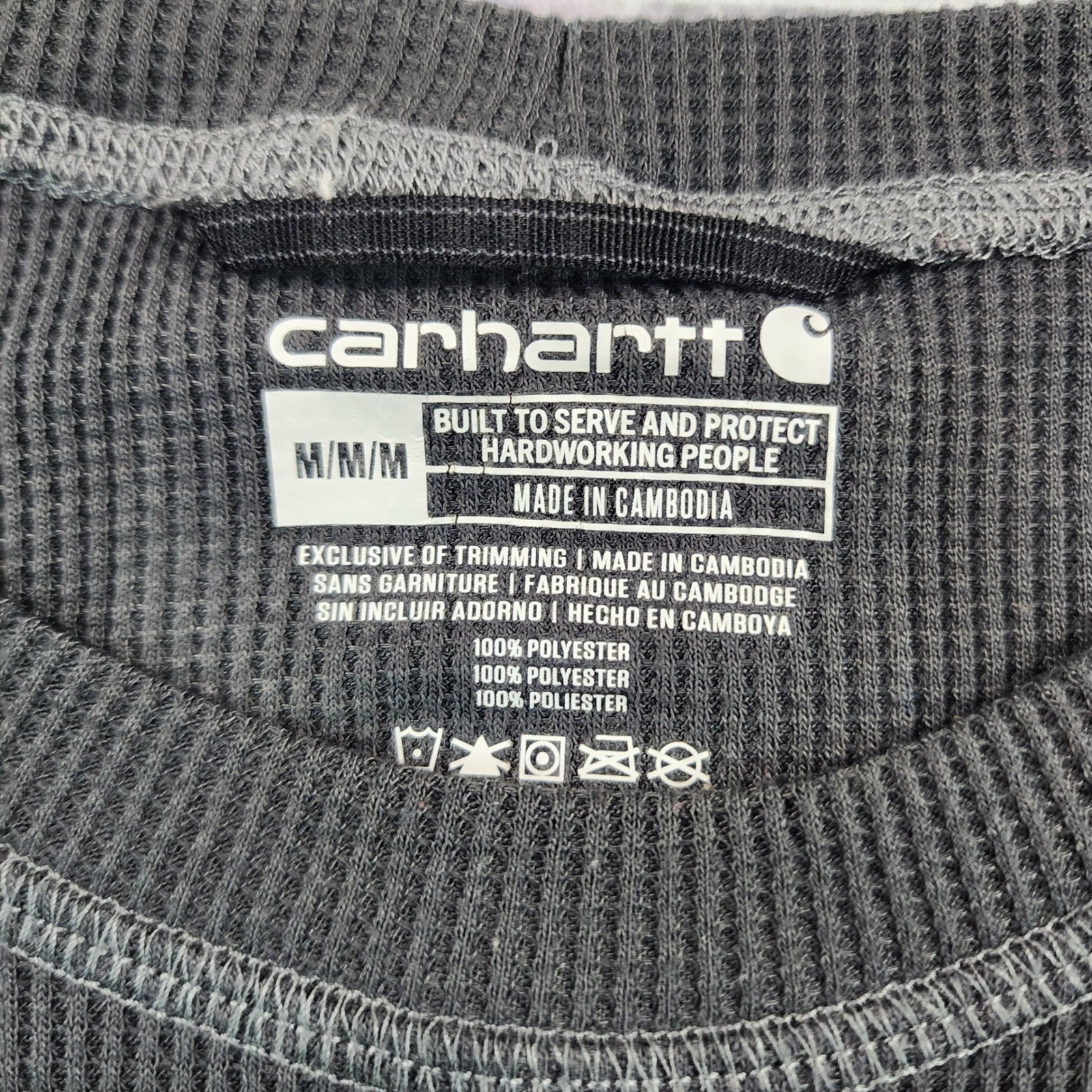 Carhartt Force MBL113 Shadow Gray Waffle Knit Thermal Base Layer Mens Medium M
