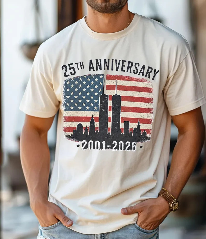 Never Forget 9/11 Memorial Shirt | 25th Anniversary 2001 2026 Twin T-Shirt S-5XL
