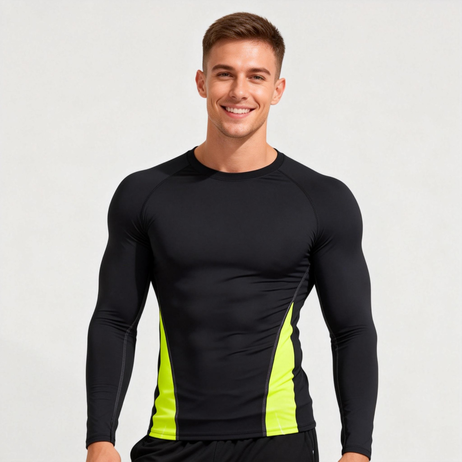 Athletic Long Sleeve Compression Shirts Dry Fit Sports Gym Shirts Outdoor Blue