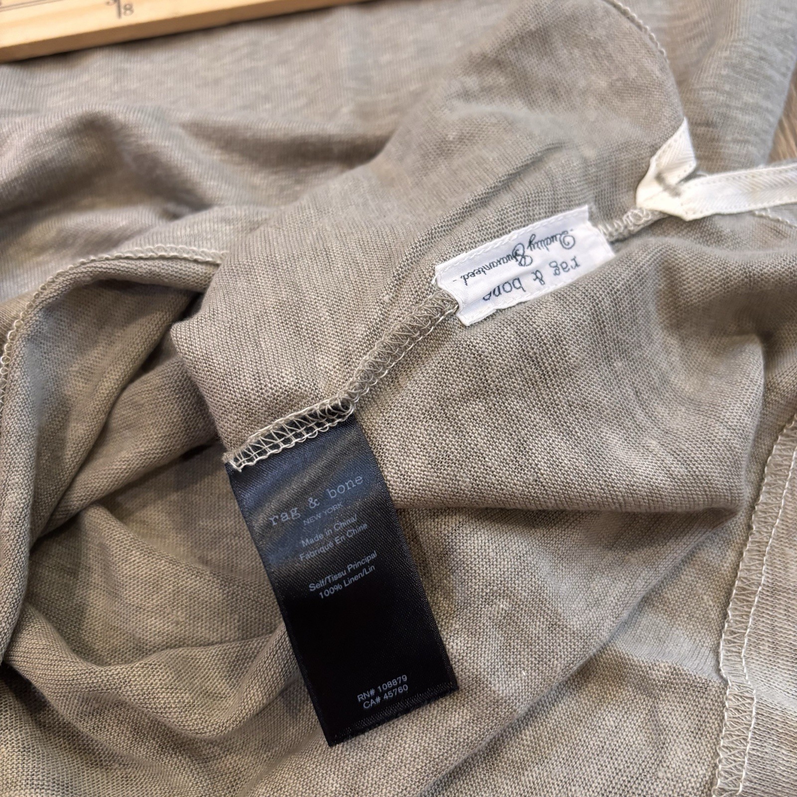 Rag & Bone Men’s Owen 100% Linen Long Sleeve Knit Crewneck Shirt Light Brown M