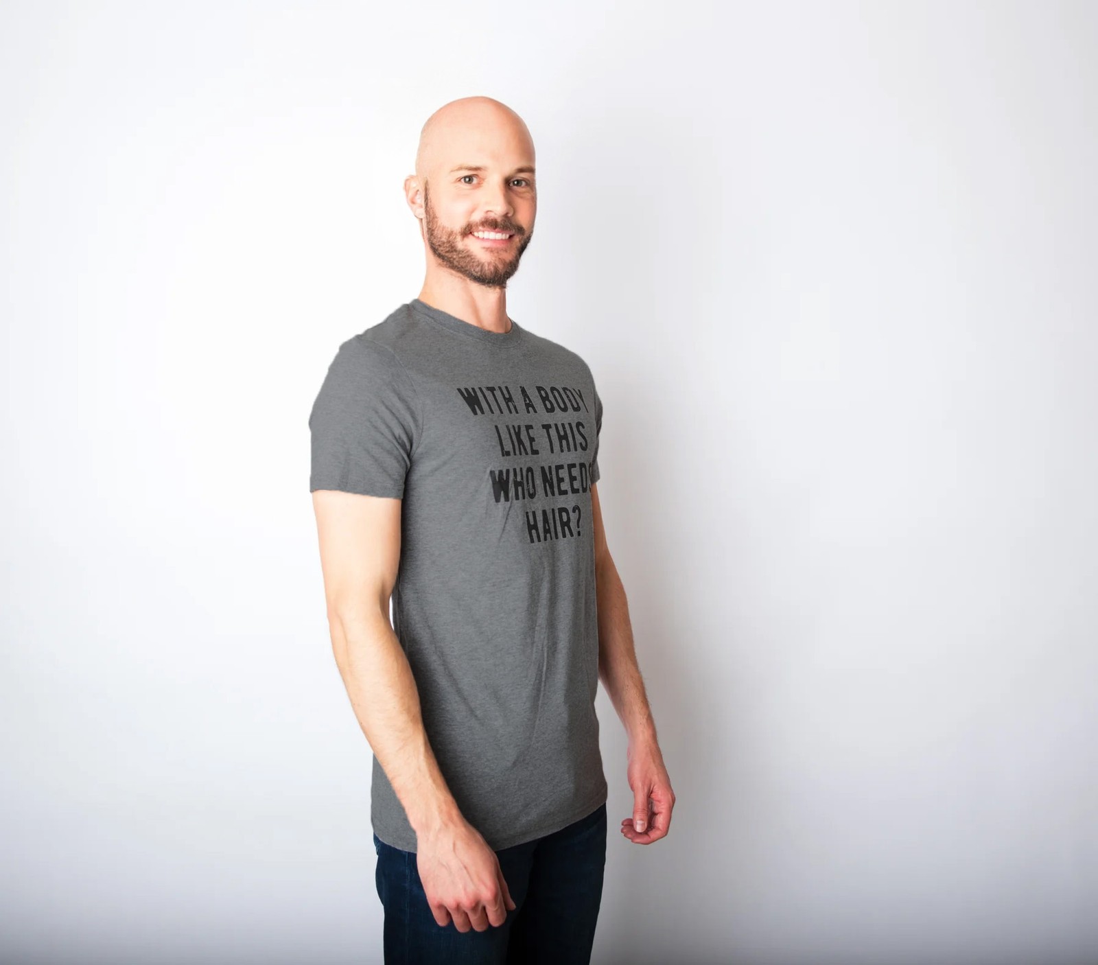 Mens With A Body Like This Who Needs Hair Tshirt Funny Balding Dad Bod Tee