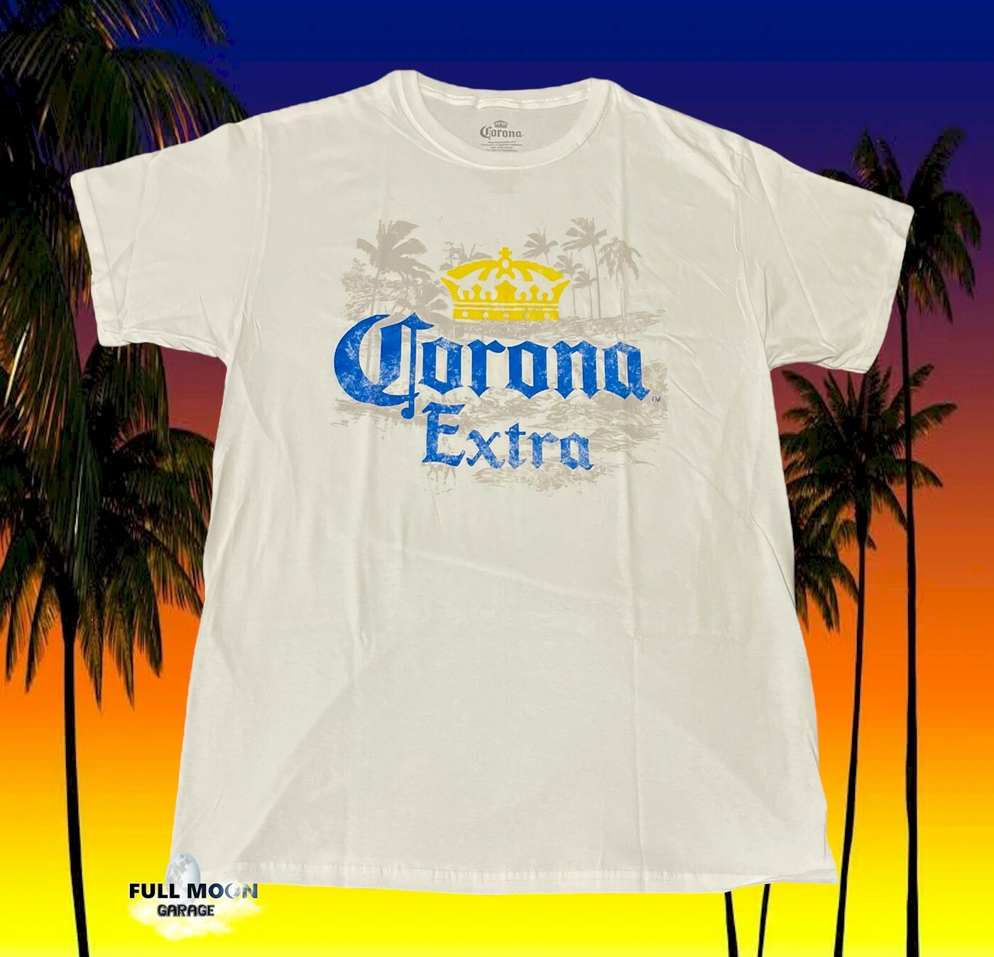 New Corona Extra Beer White Palm Tree Beach Classic Men’s Vintage T-Shirt
