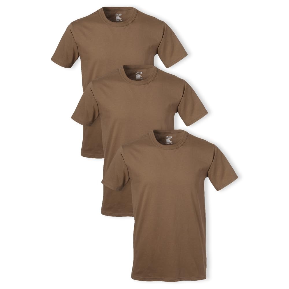 Soffe Men’s 3 Pack 4.3 Oz Cotton Military Tee, Coyote Brown, Medium