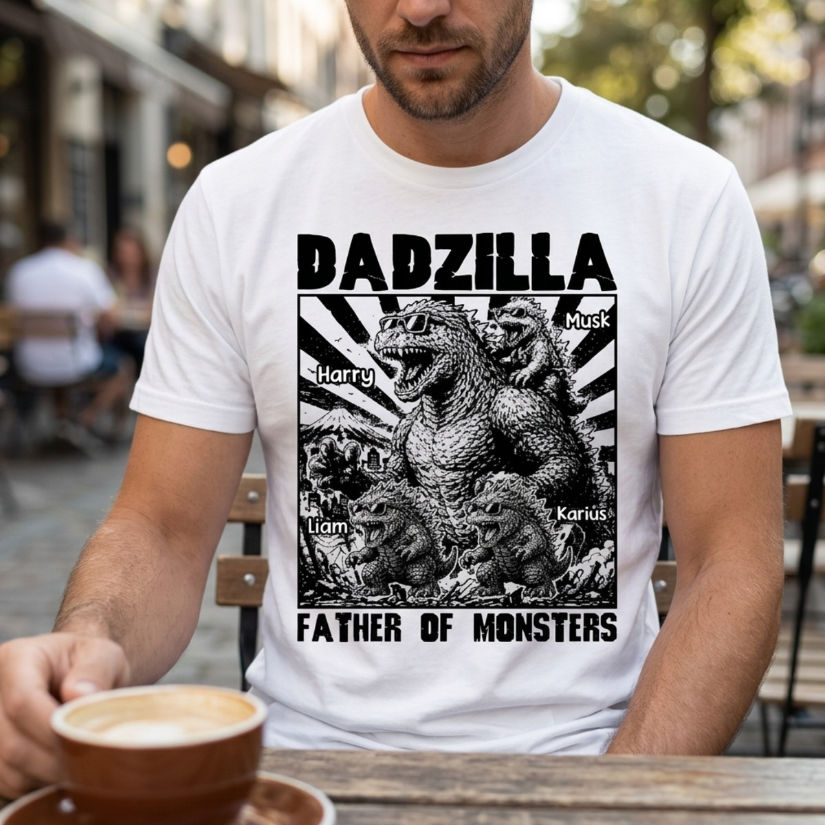 Personalize Dadzilla Father of Monsters Shirt, Father’s Day Custom Name Shirt