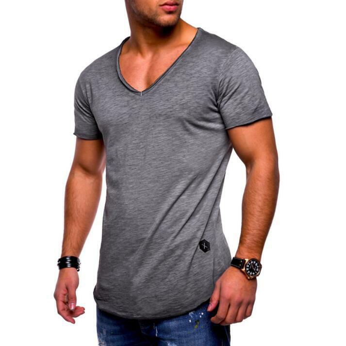 Men’s Slim Fit Short Sleeve Muscle Tee T-shirt Casual Blouse Solid Tops Shirt