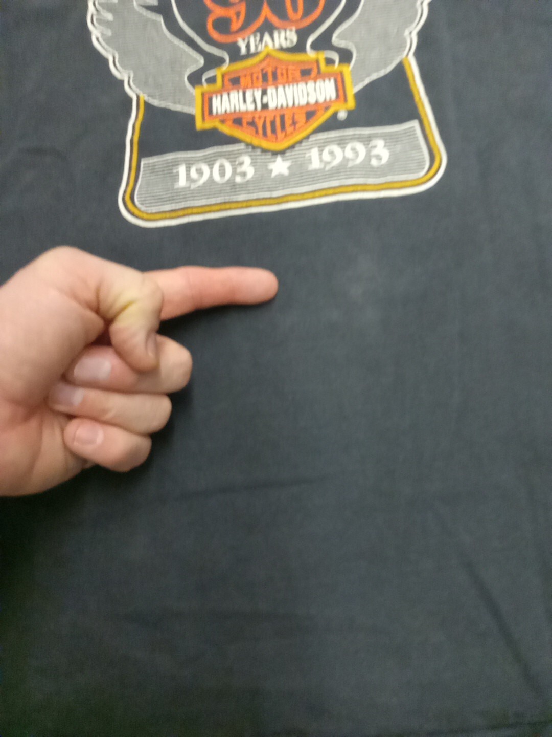 Vintage Harley Davidson 90 Years Reunion T-shirt Holoubek Front Back Print Sz Lg