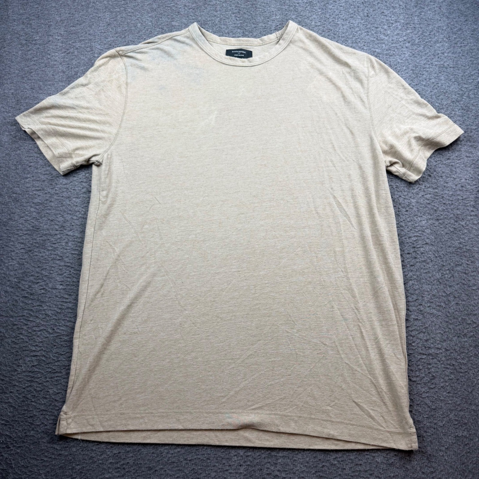 Banana Republic T-Shirt Men’s L Tall Beige Linen Blend Short Sleeve Crewneck Tee