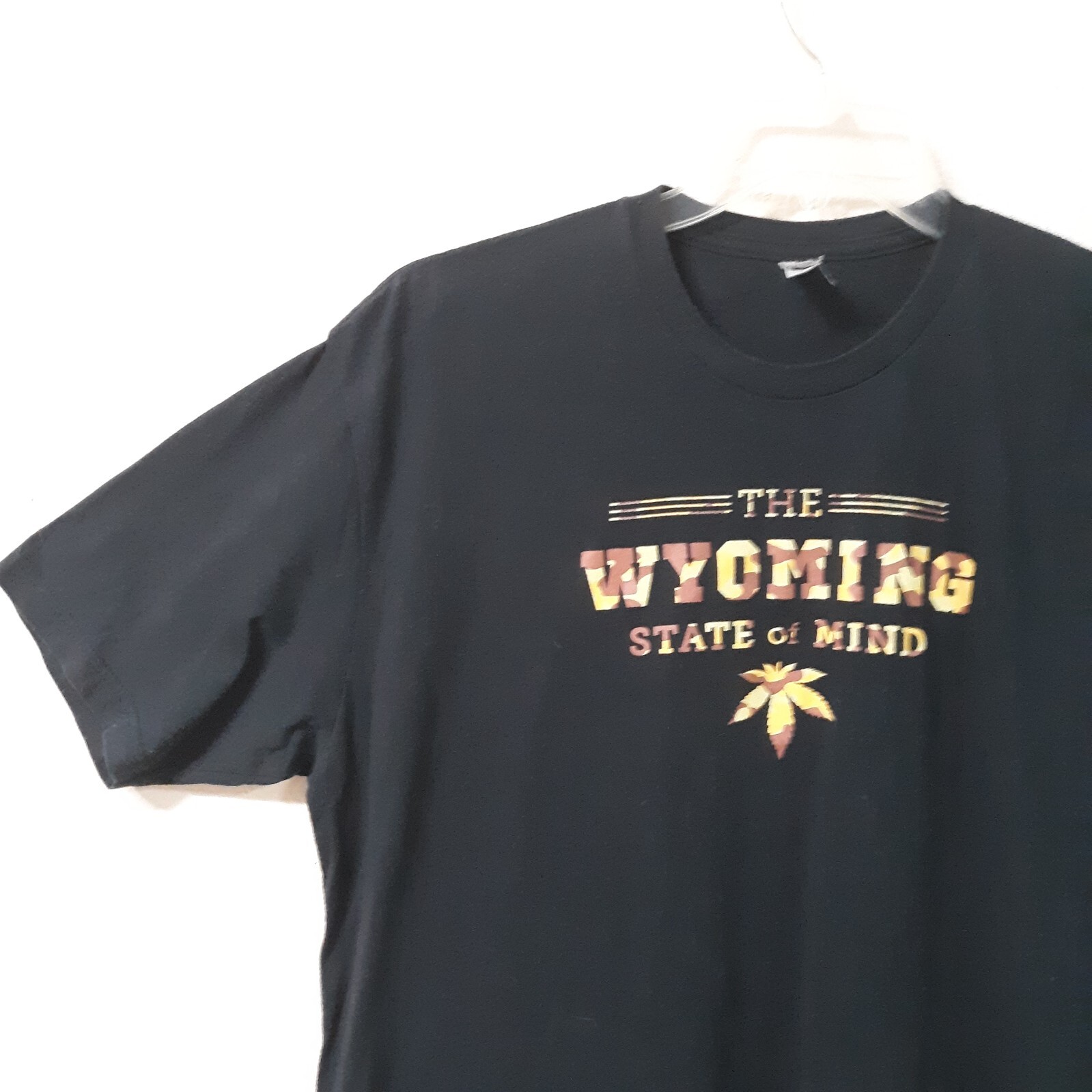 Wyoming State of Mind Shirt Men XL Black Cotton Short Sleeve By Next Level 3633