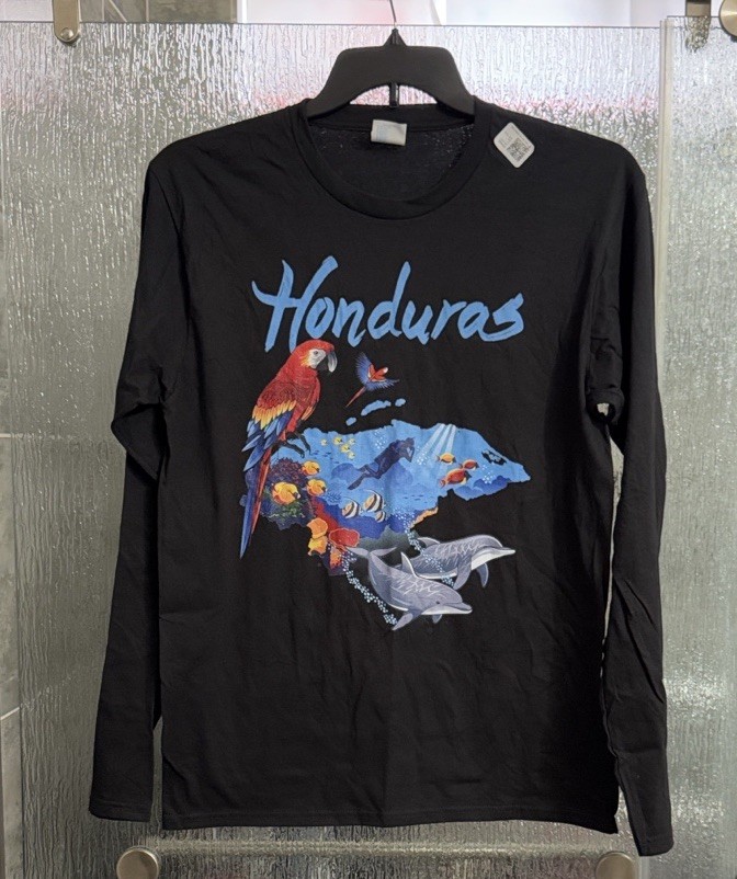 Honduras Black Long Sleeve Tshirt 19” P2P 29” Length Men’s Medium