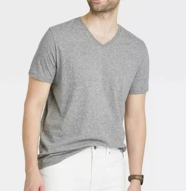 NWOT Lands’ End Men’s XL Heather Gray V-Neck T-Shirt 46-48 100% Cotton