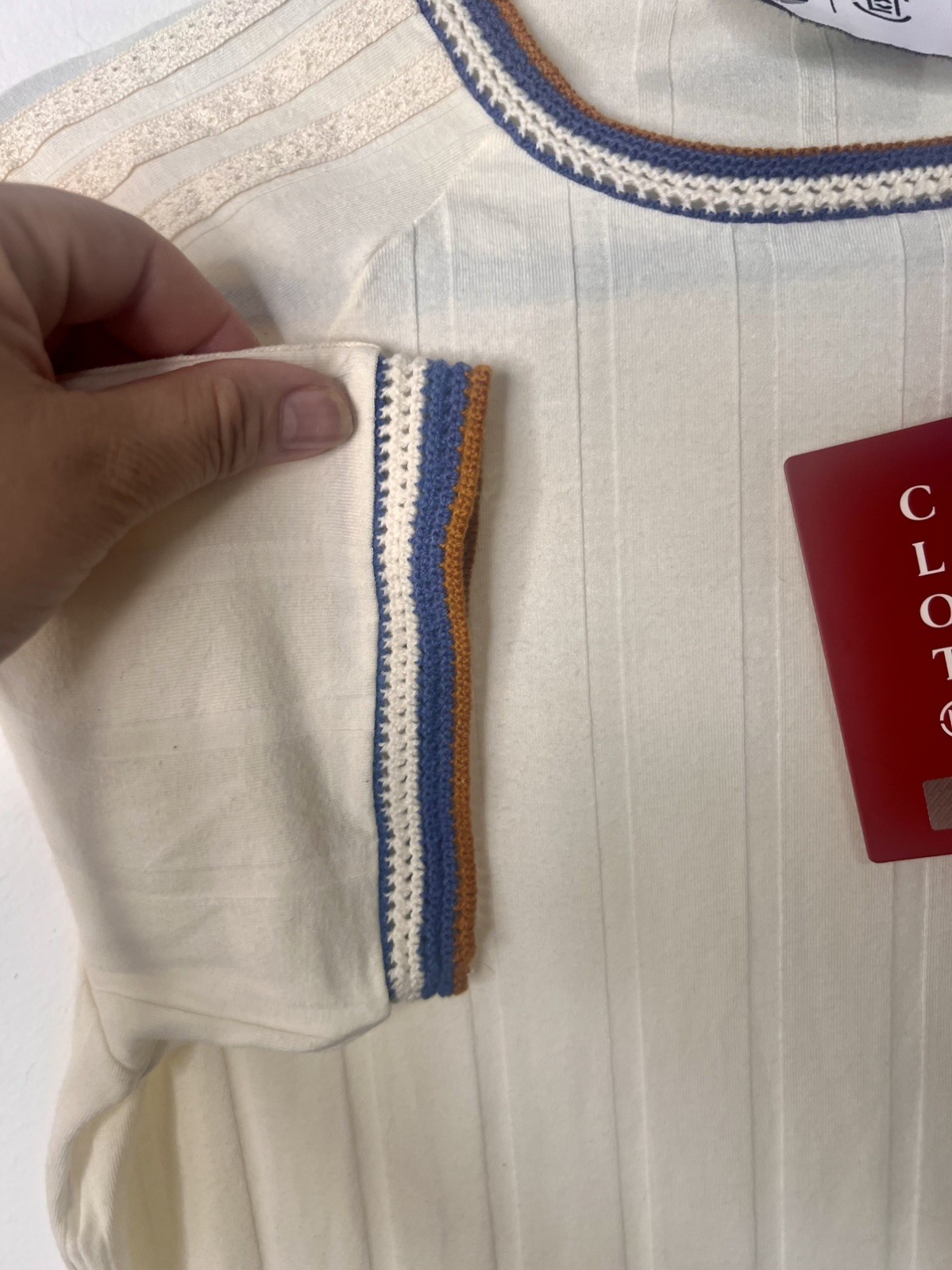 New Adidas Originals CLOT Shirt Mens S Cream Knit Collar Tee
