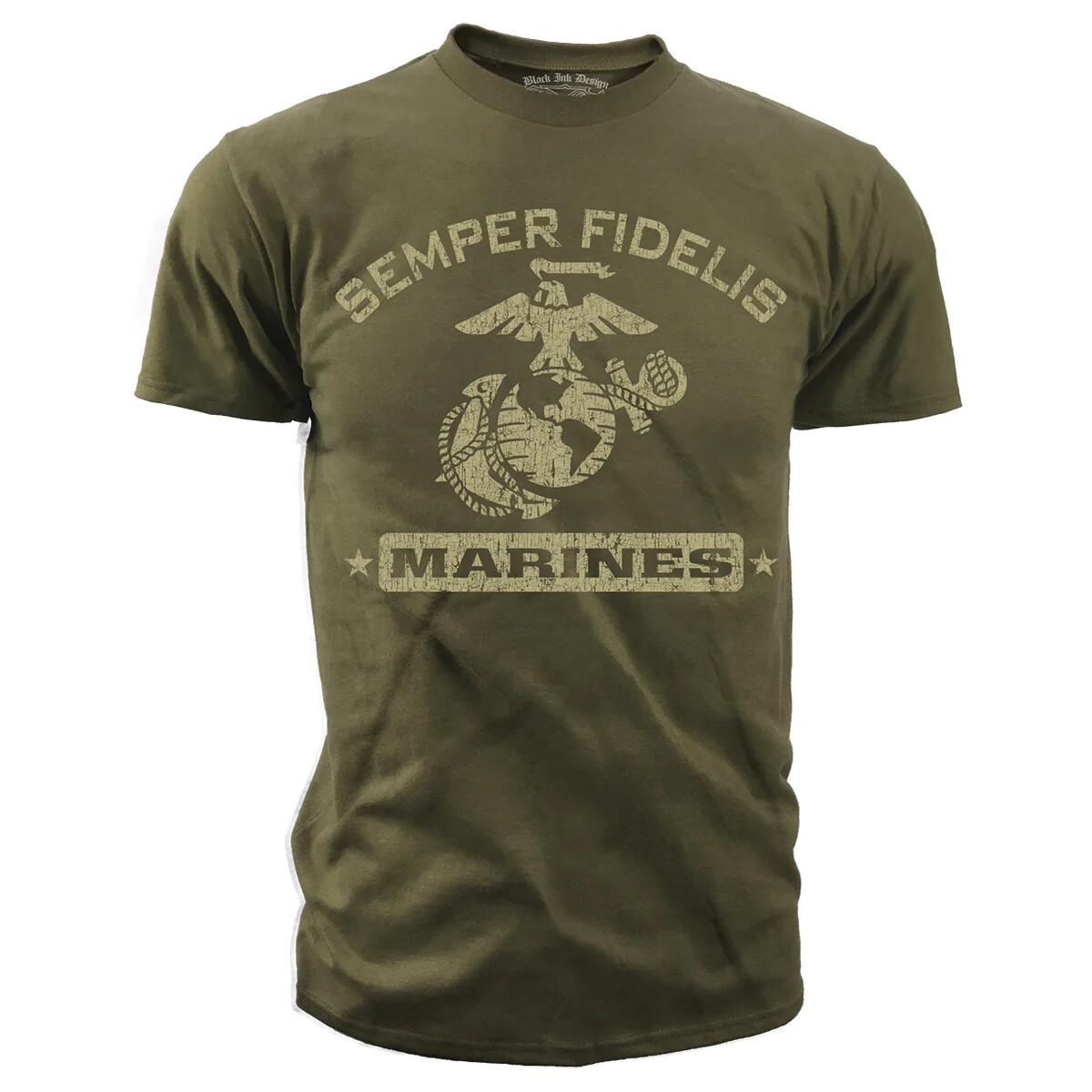 Marine Corps Semper Fi Green T-Shirt- USMC OD Green EGA Vintage Shirt