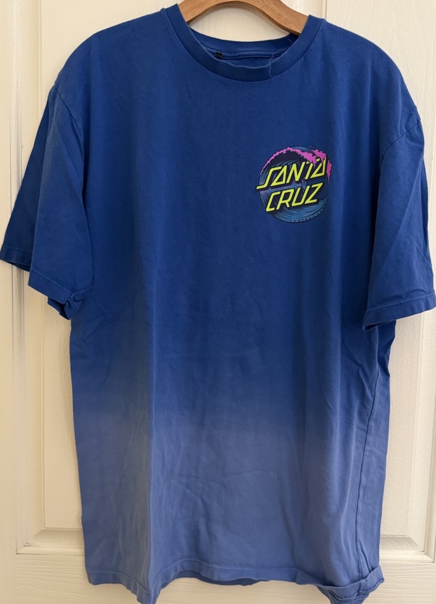 Santa Cruz Skateboards Dip Dye T-Shirt Blue Wave Dot Graphic Size M