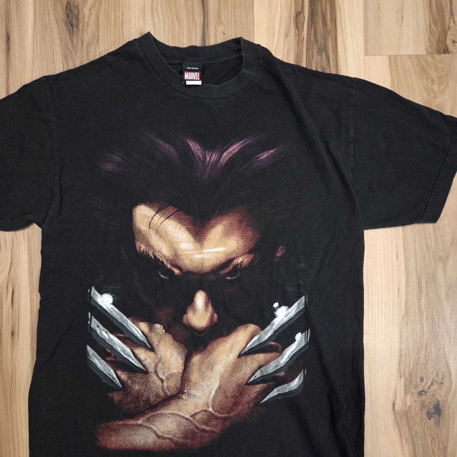 Marvel Mad Engine X-Men Logan Wolverine Claws Big Print Black Men’s Shirt Large