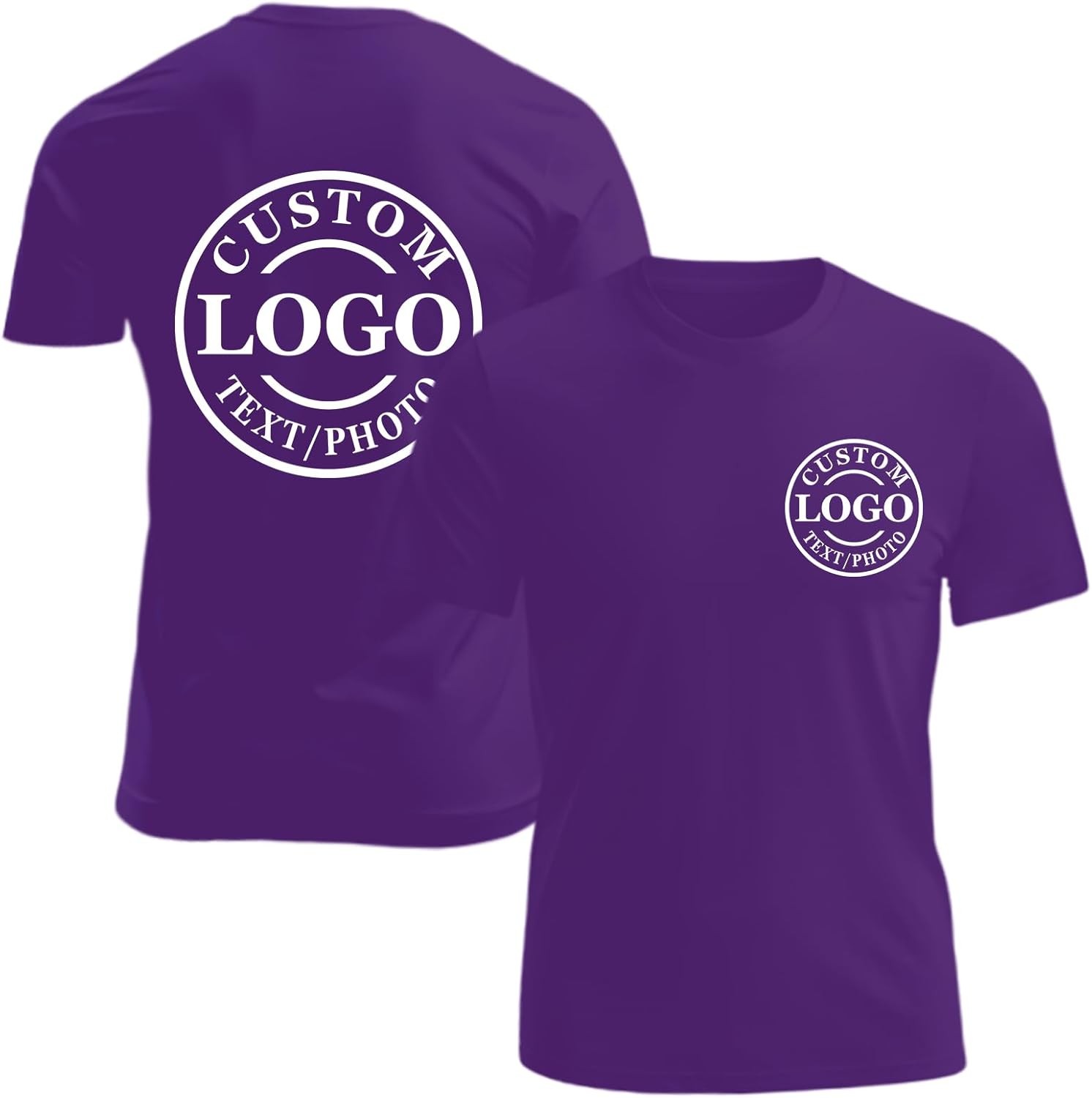 Custom Business Logo T-Shirt Front Back Upload Photo Text Logo 100% Cotton