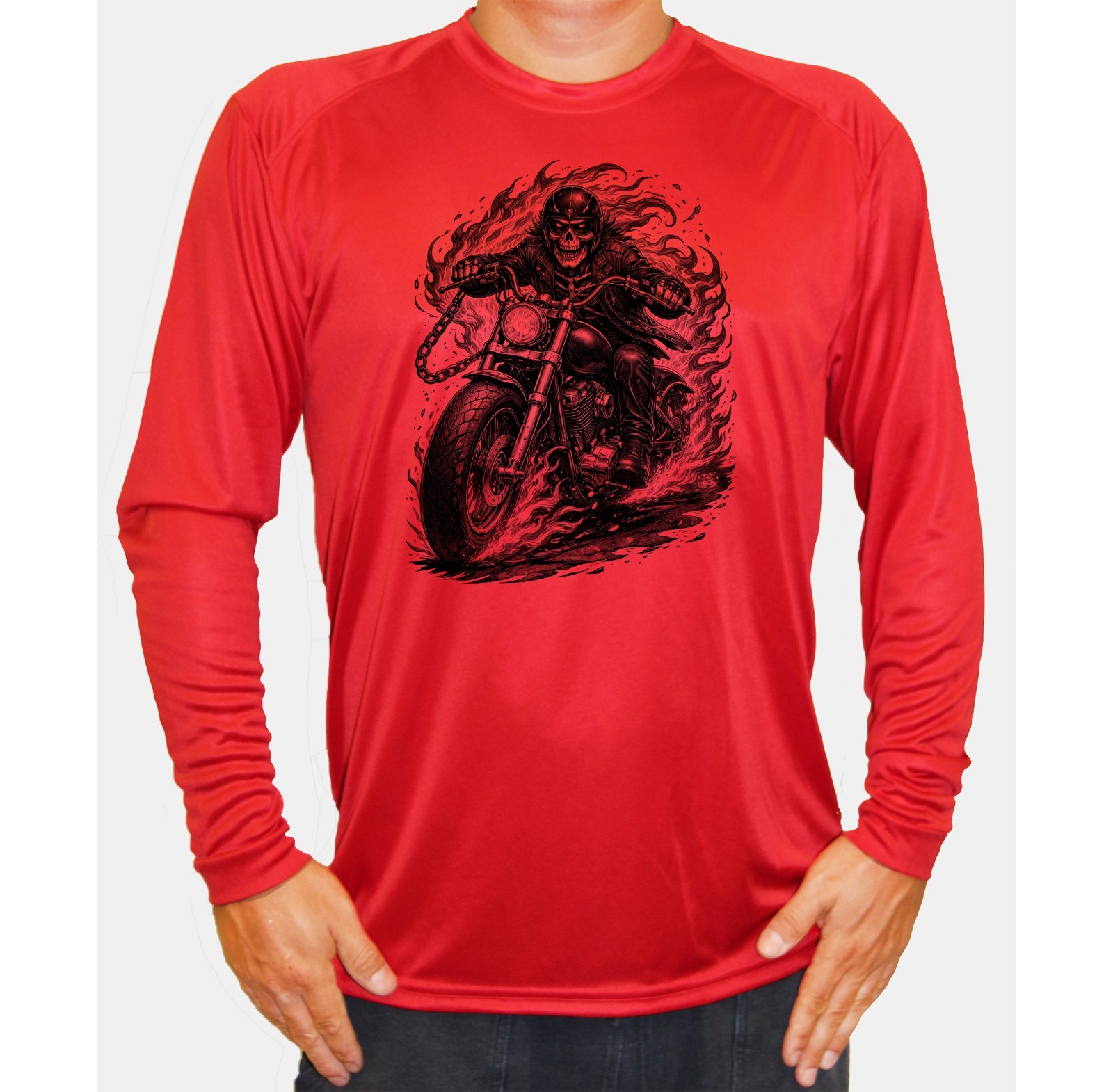 Biker Motorcycle Speed Skeleton Sun Boat UPF 50 T-Shirt Sport UV Protection
