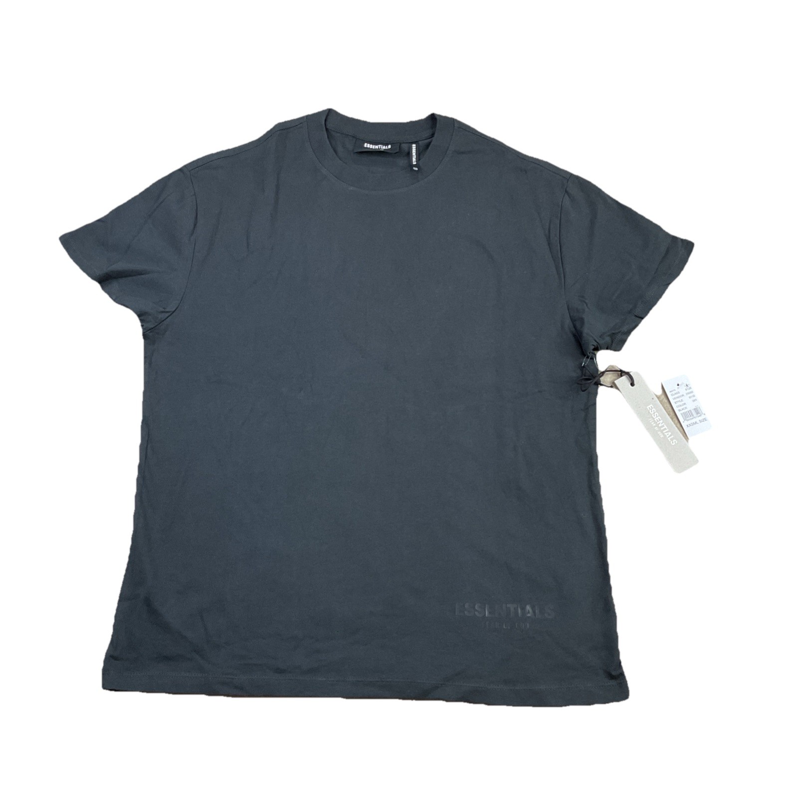Fear Of God Essentials T-Shirt Sz 2XS Reflective Logo Boxy Tee Oversized Black
