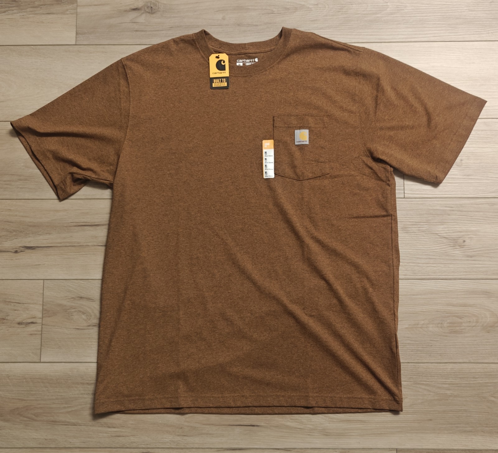 Carhartt Men Brown Front Pocket Loose Fit Short Sleeve TShirt Size XL Tall K87-M