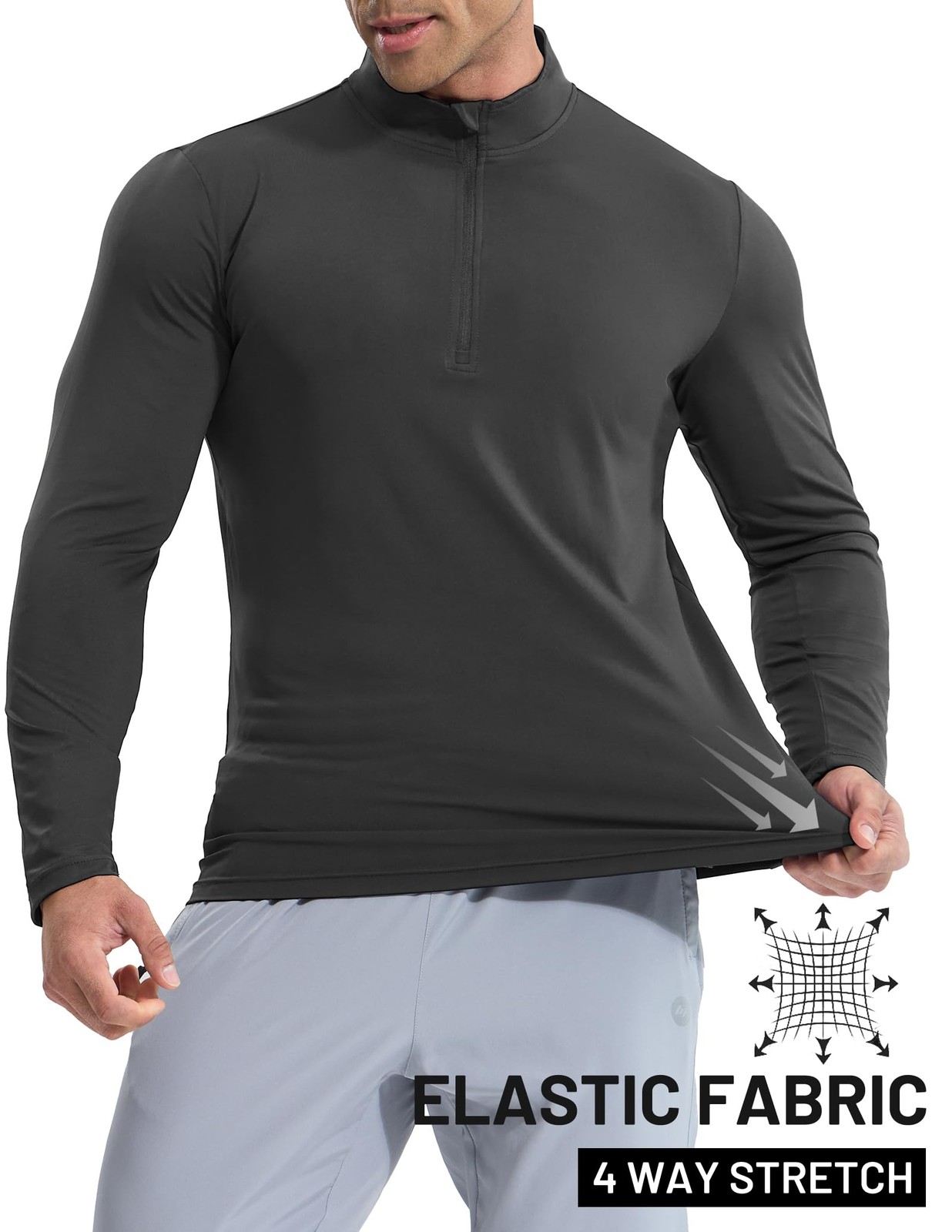Mens 1/4 Zip Pullover Dry Fit Long Sleeve Workout Running Shirts Quarter Zip …