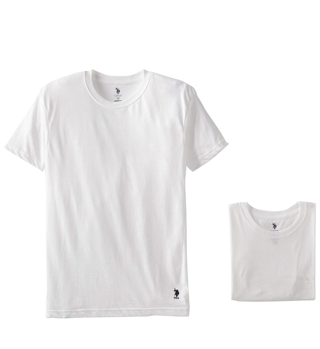 U.S. Polo Assn CREW Neck Mens Short 3 Pack T-Shirts Undershirt White S, L NEW