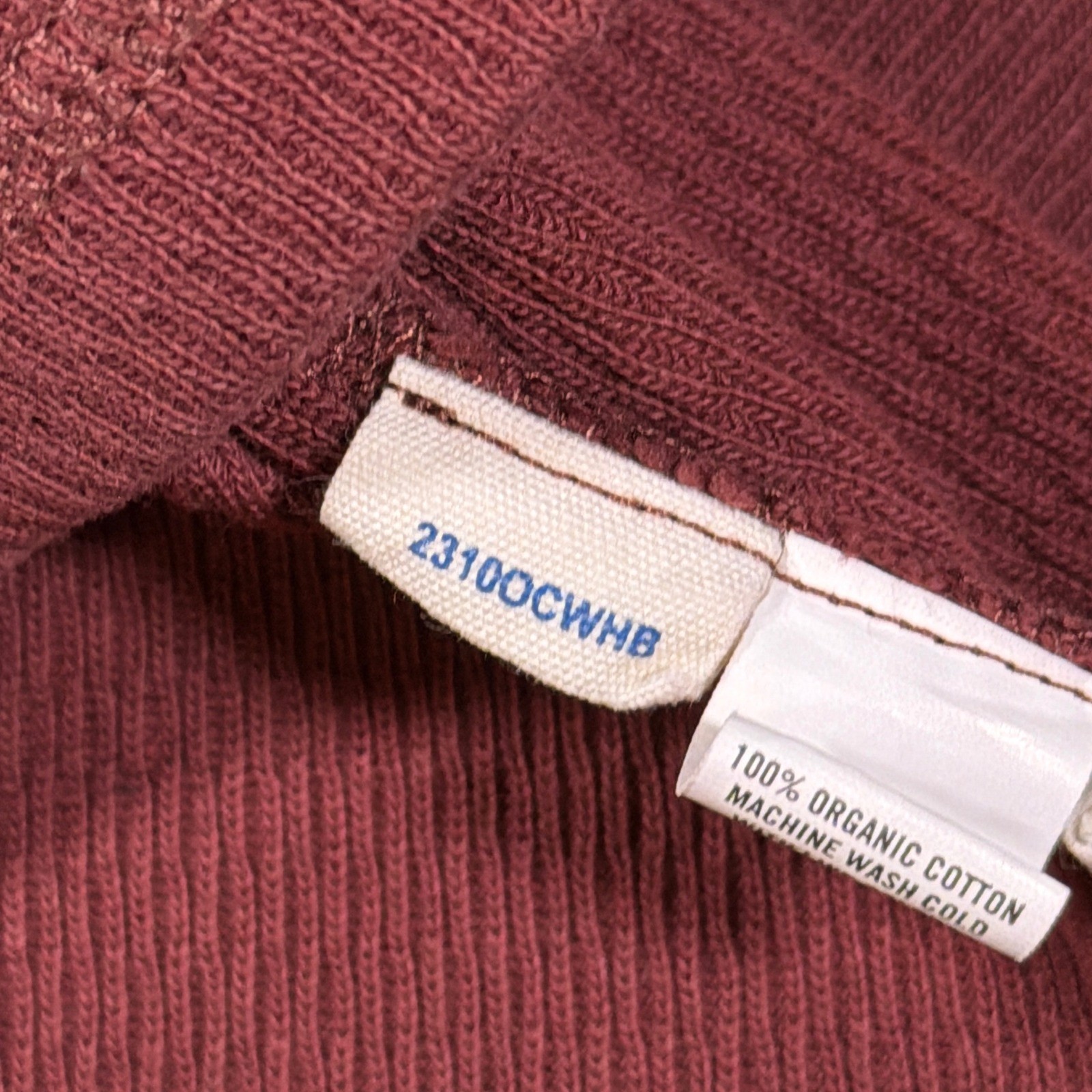 Taylor Stitch Henley Men 42 L Burgundy Heavy Bag Long Sleeve Waffle Knit Cotton