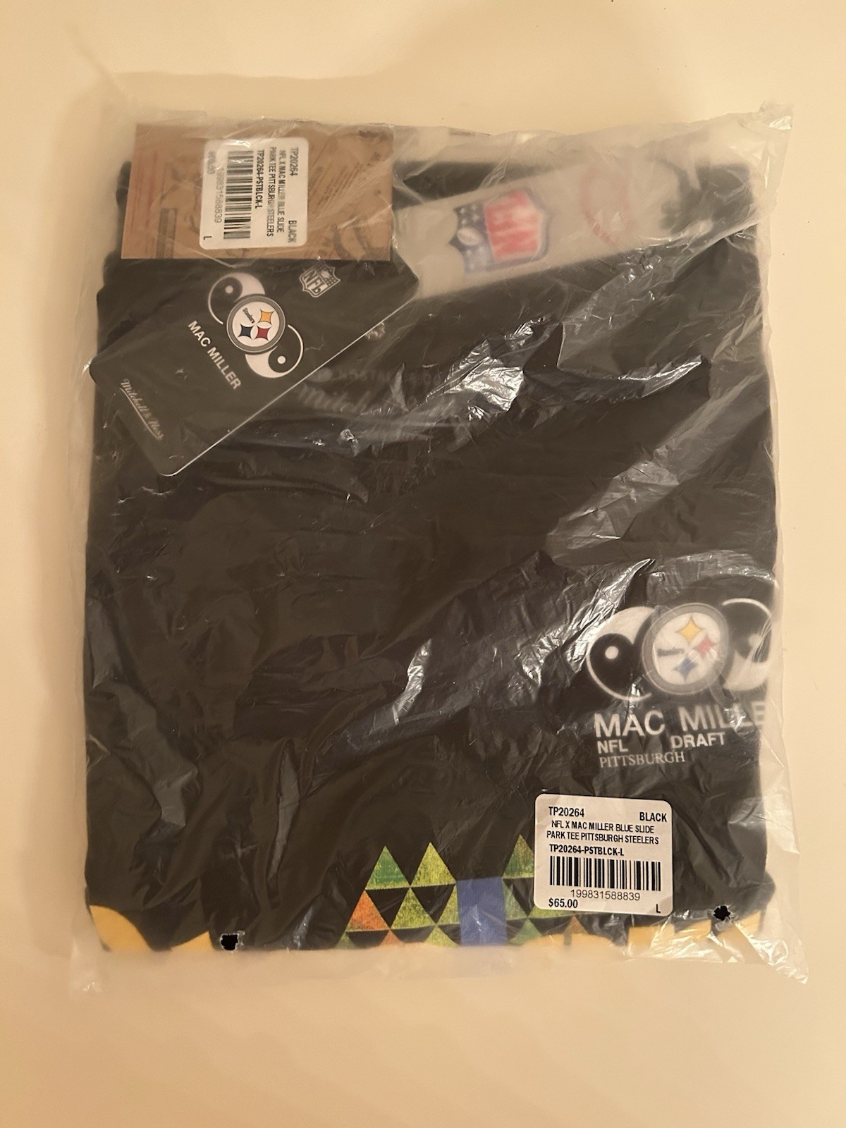 Size Large Mac Miller Steelers Mitchell & Ness Blue Slide Park Black T-Shirt