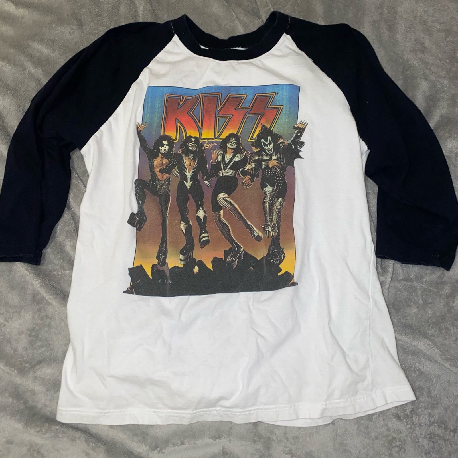 Rock Renaissance KISS Alive Worldwide Tour 1996 Baseball Raglan 3/4 Sleeve Shirt