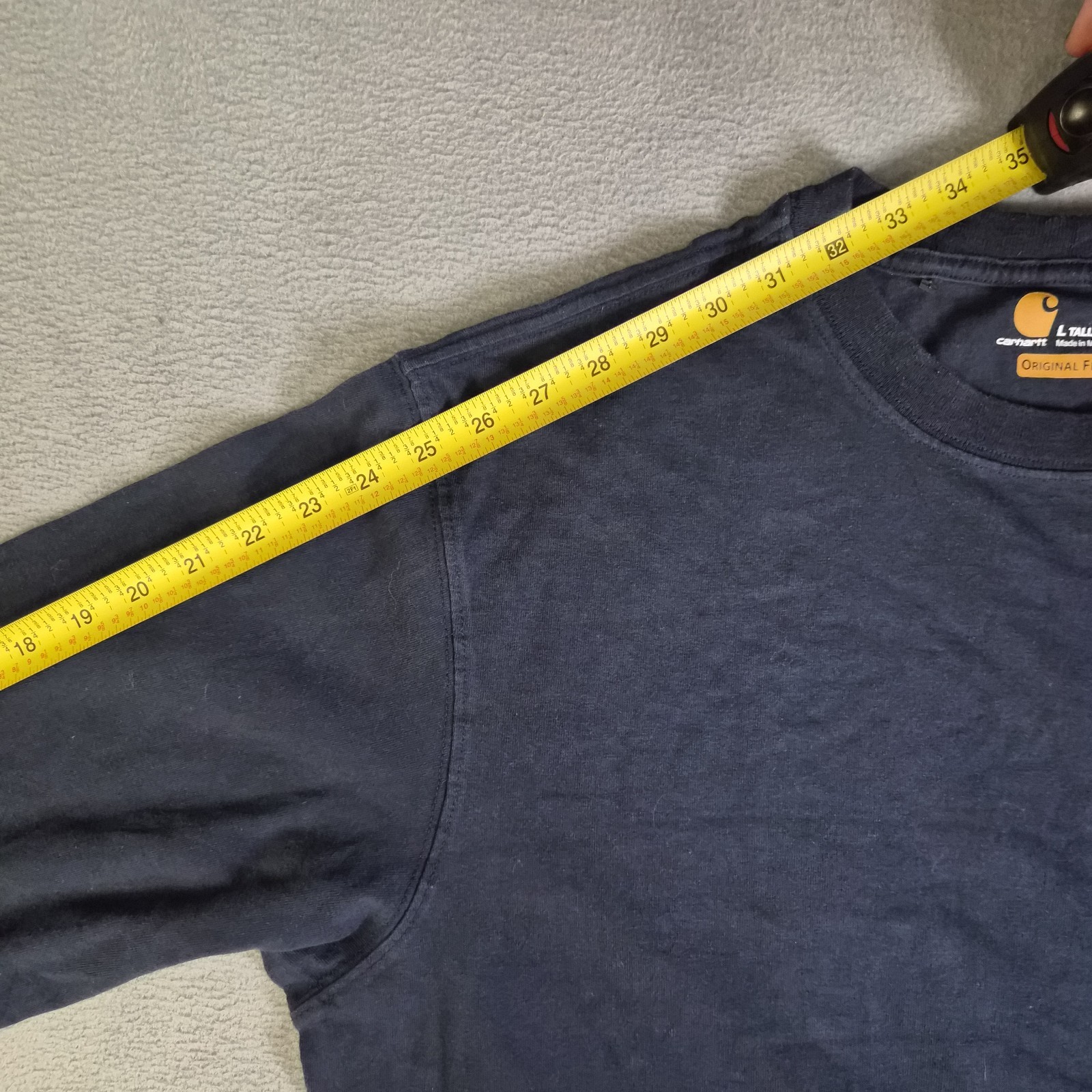 Carhartt navy blue long sleeve shirt Size L Tall original fit #workwear