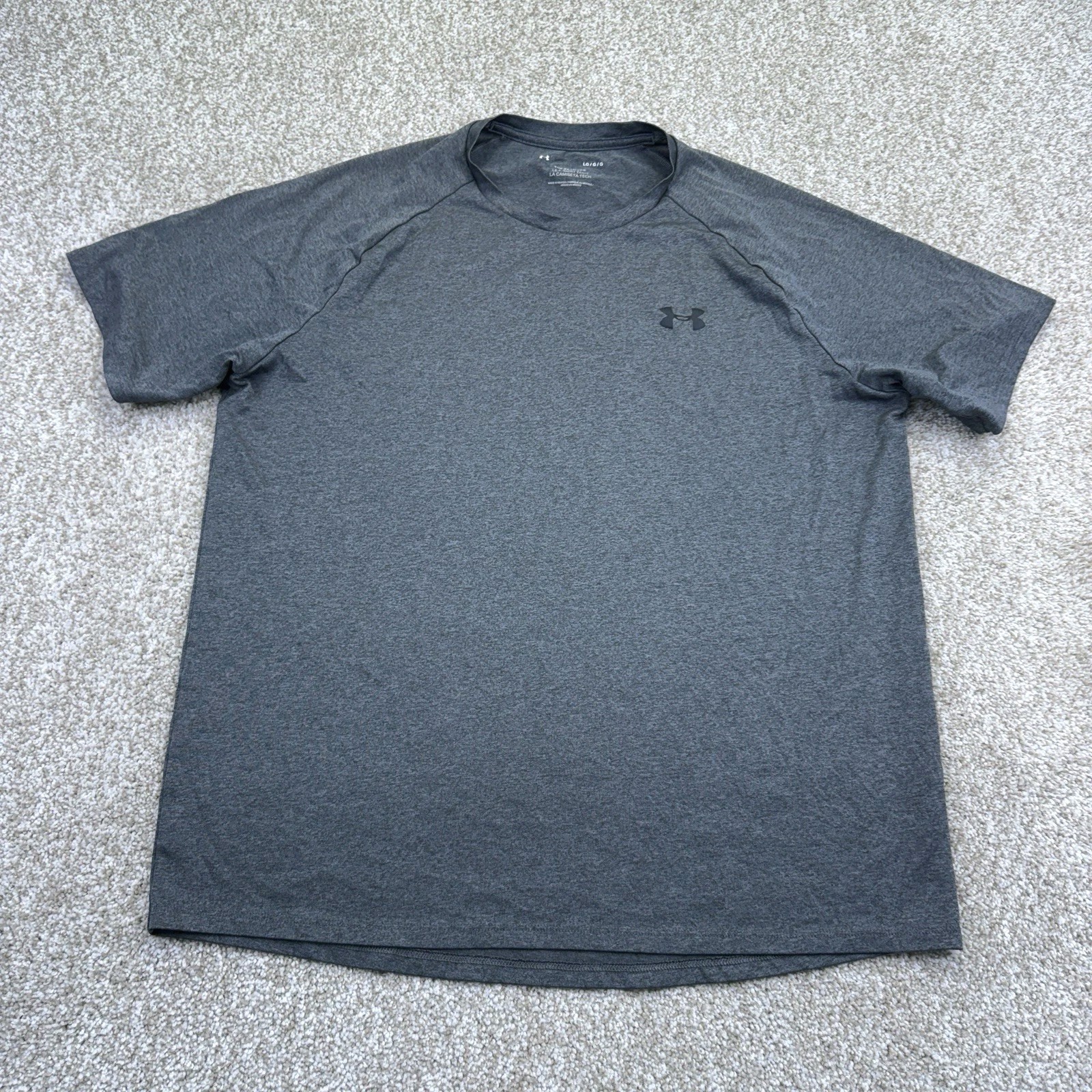 Under Armour The Tech Tee Shirt Mens Size Large Gray Short Sleeve Raglan 1326413