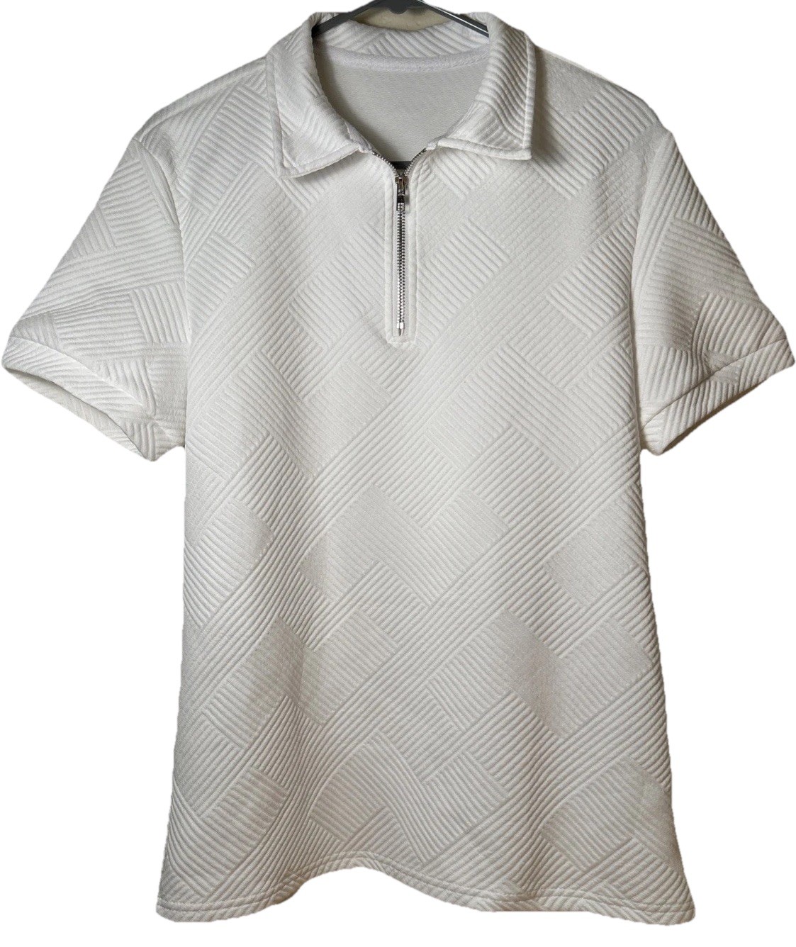 Men’s Size Small Pullover Textured Quilted White Manfinity 1/4 Zip