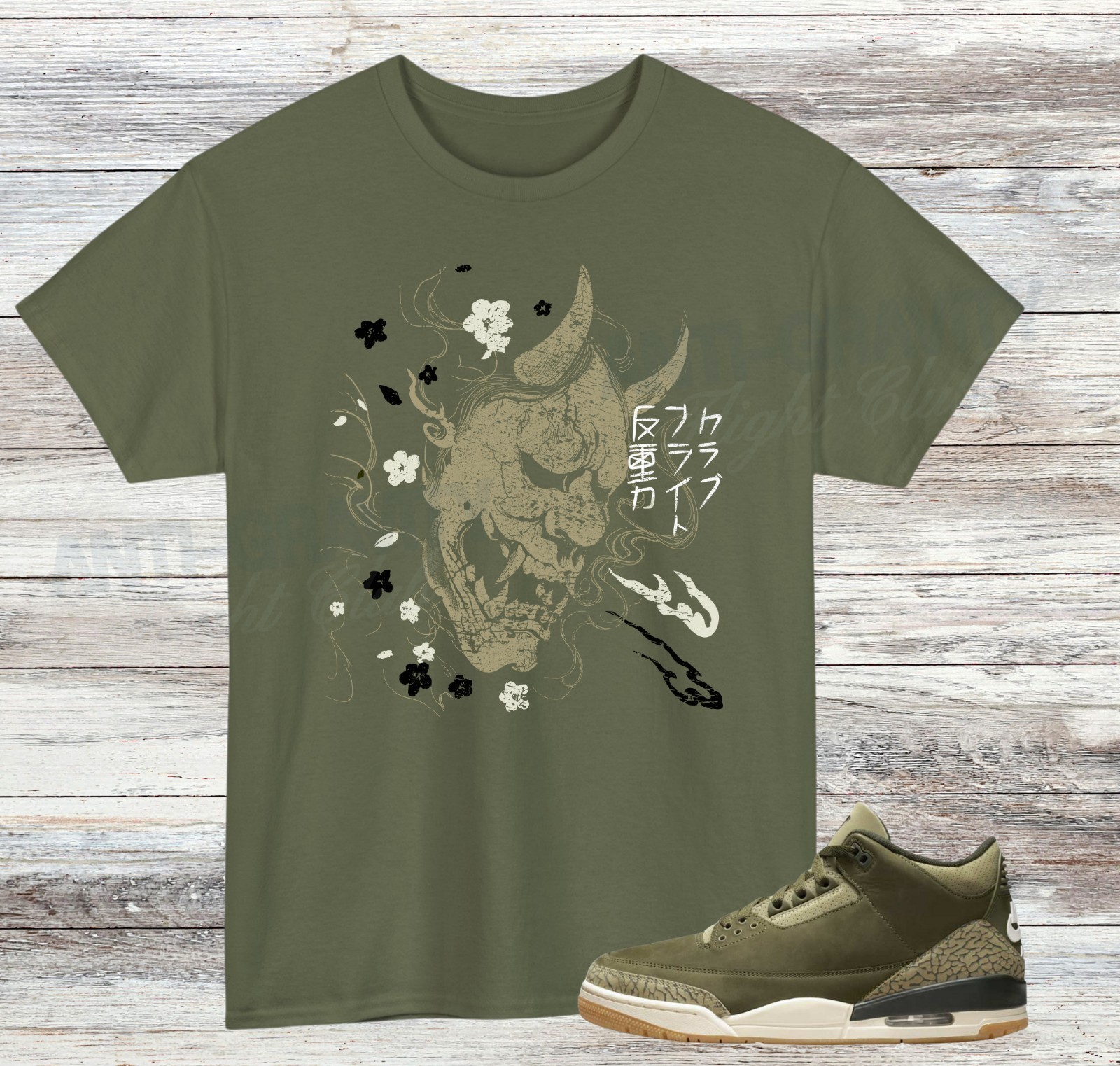 Jordan 3 Family Affair Sneaker Match Shirt, Medium Olive, Sail Neutral Olive